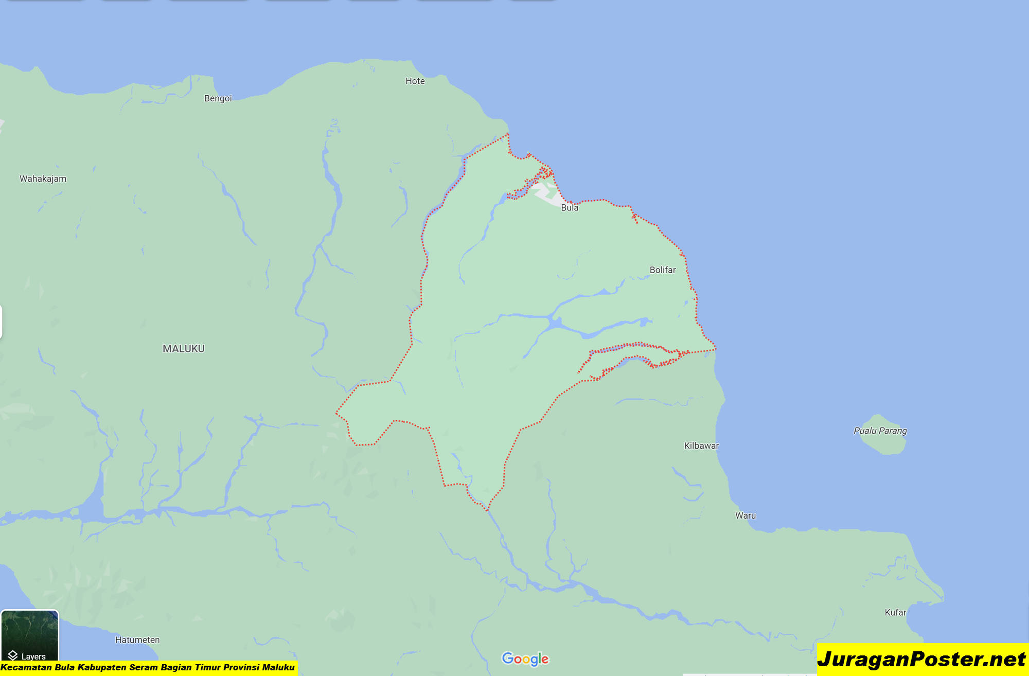 Peta Kecamatan Bula Kabupaten Seram Bagian Timur Provinsi Maluku