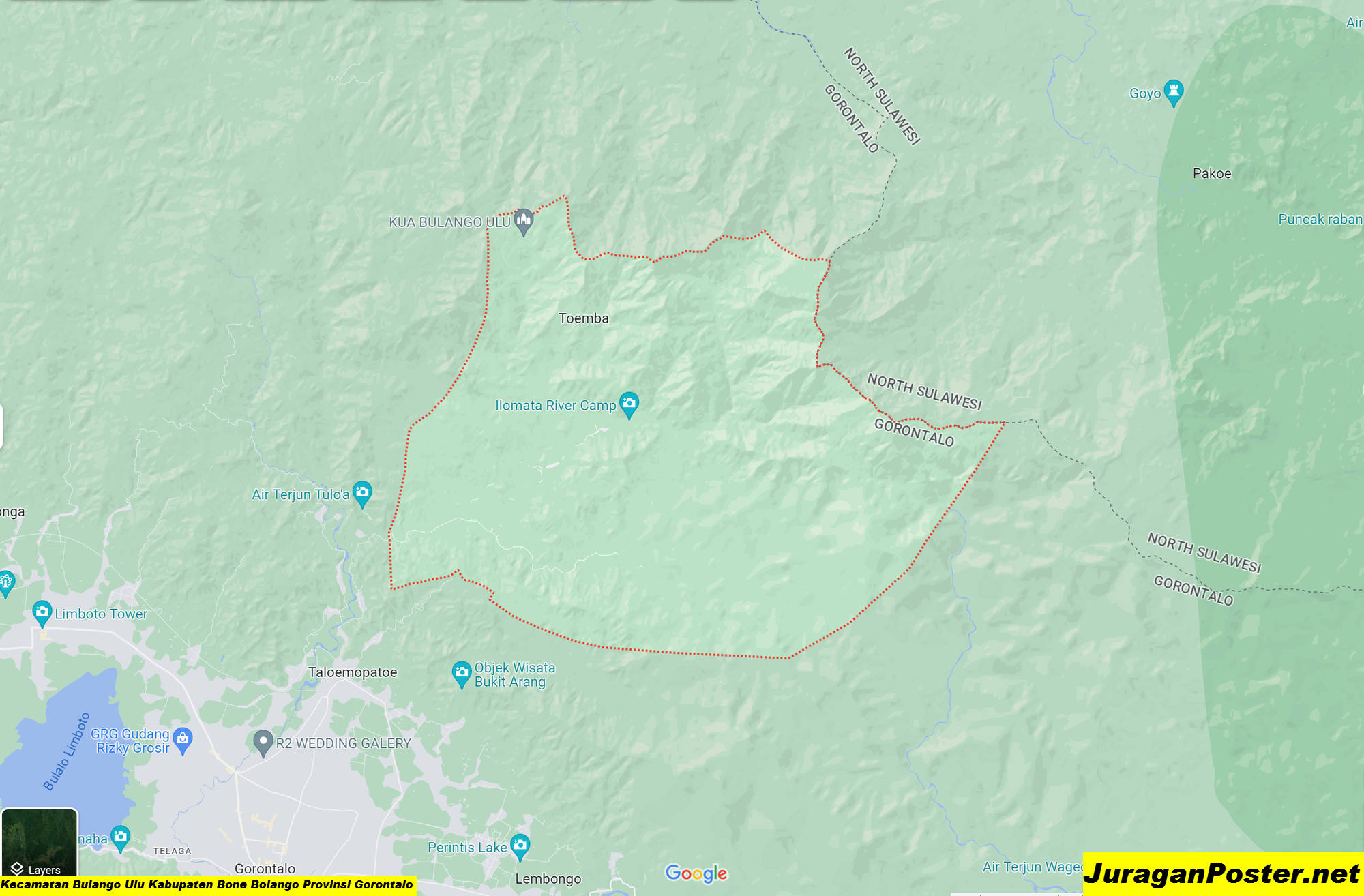Peta Kecamatan Bulango Ulu Kabupaten Bone Bolango Provinsi Gorontalo