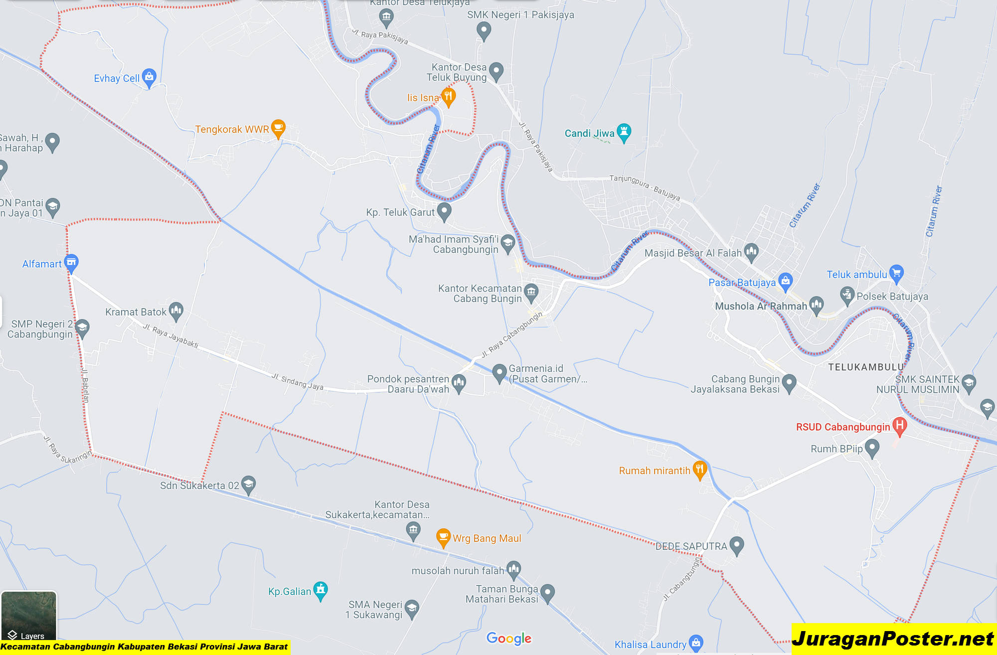 Peta Kecamatan Cabangbungin Kabupaten Bekasi Provinsi Jawa Barat