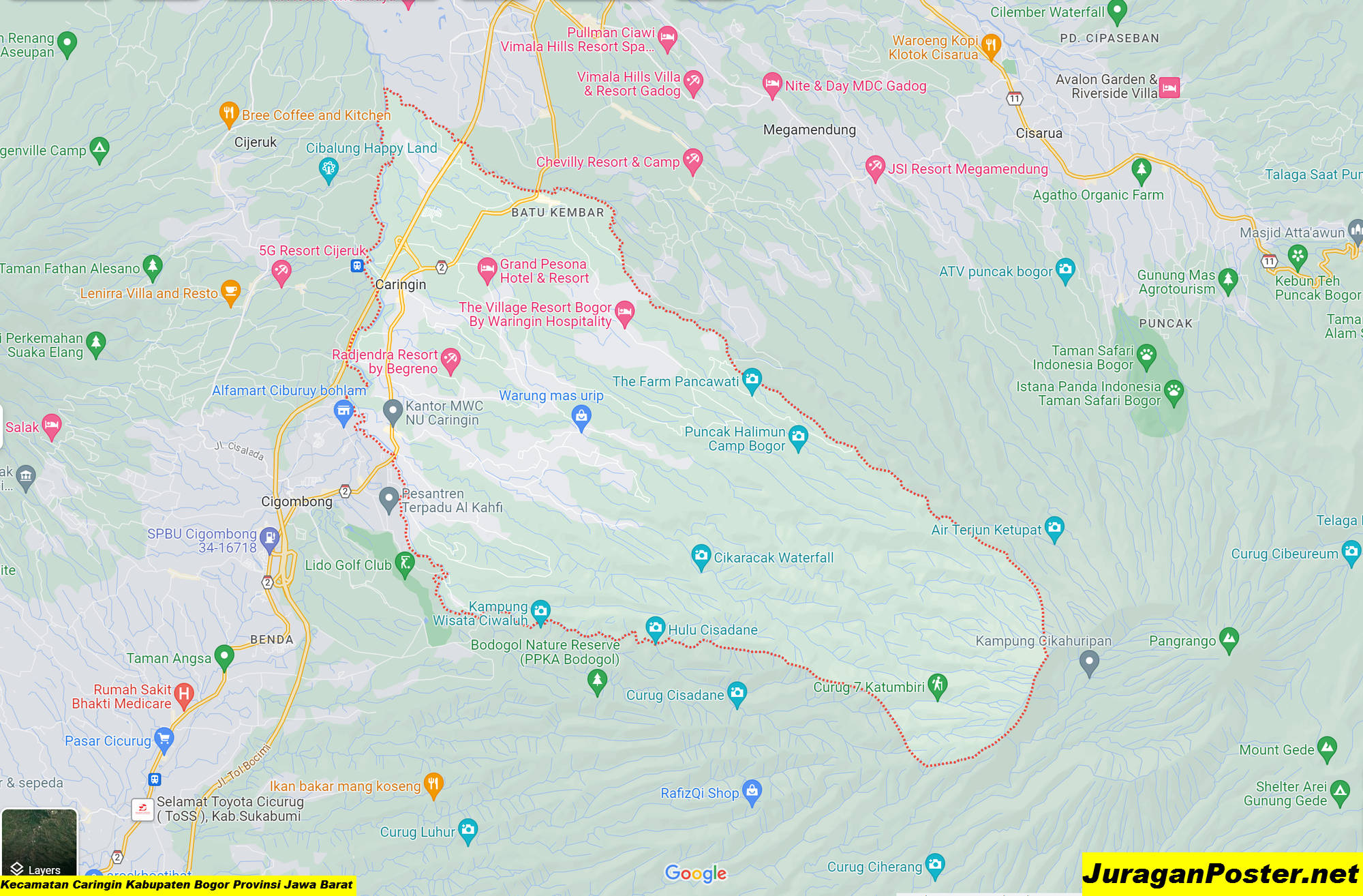 Peta Kecamatan Caringin Kabupaten Bogor Provinsi Jawa Barat