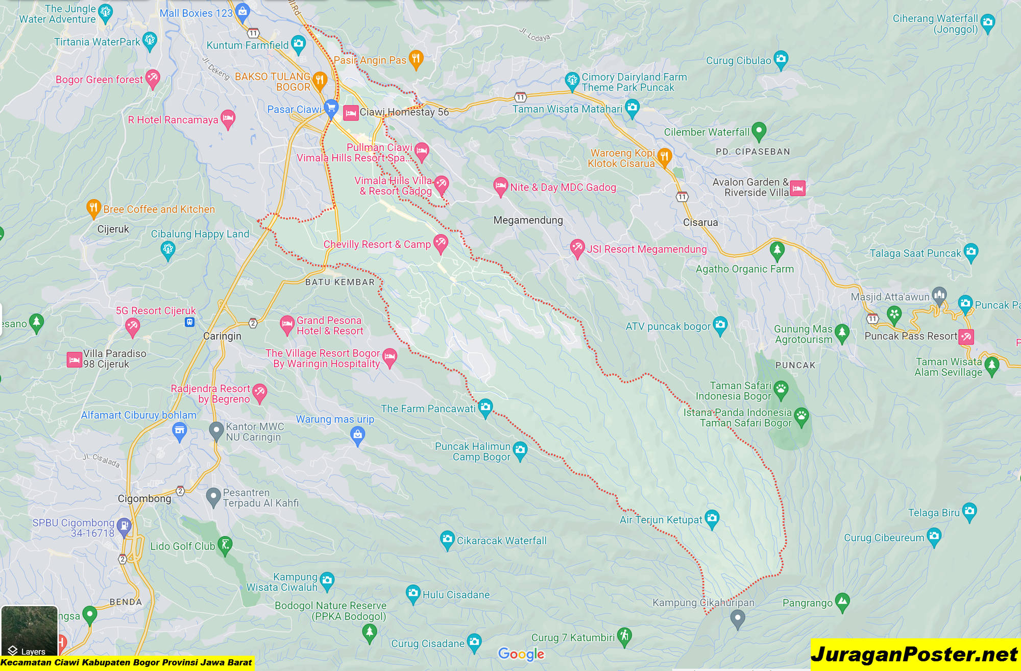 Peta Kecamatan Ciawi Kabupaten Bogor Provinsi Jawa Barat