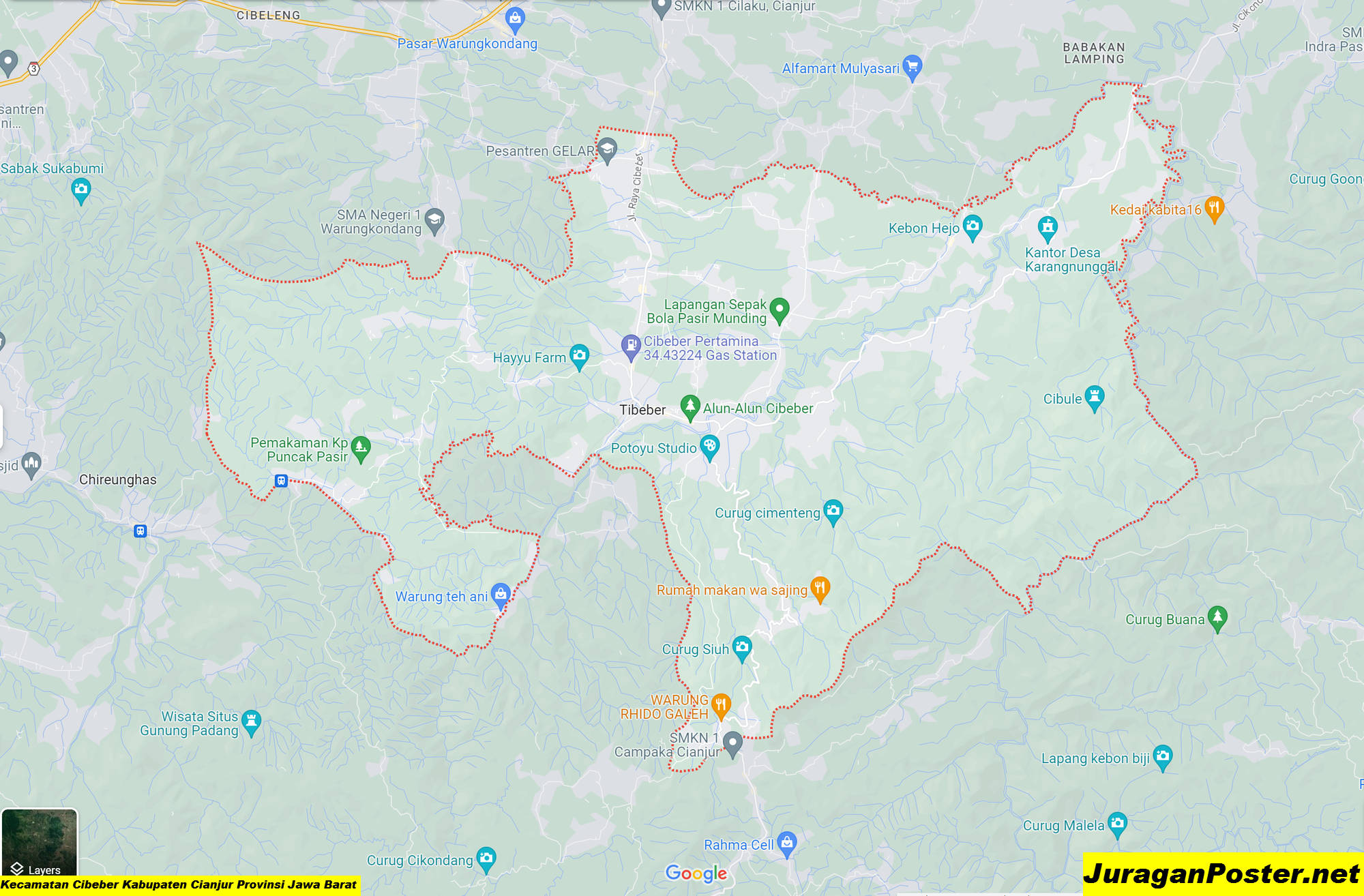 Peta Kecamatan Cibeber Kabupaten Cianjur Provinsi Jawa Barat