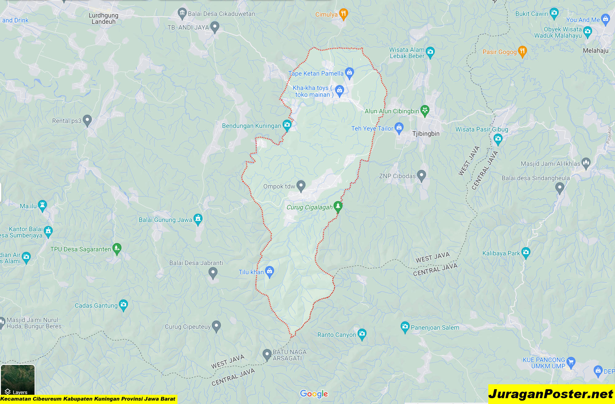 Peta Kecamatan Cibeureum Kabupaten Kuningan Provinsi Jawa Barat