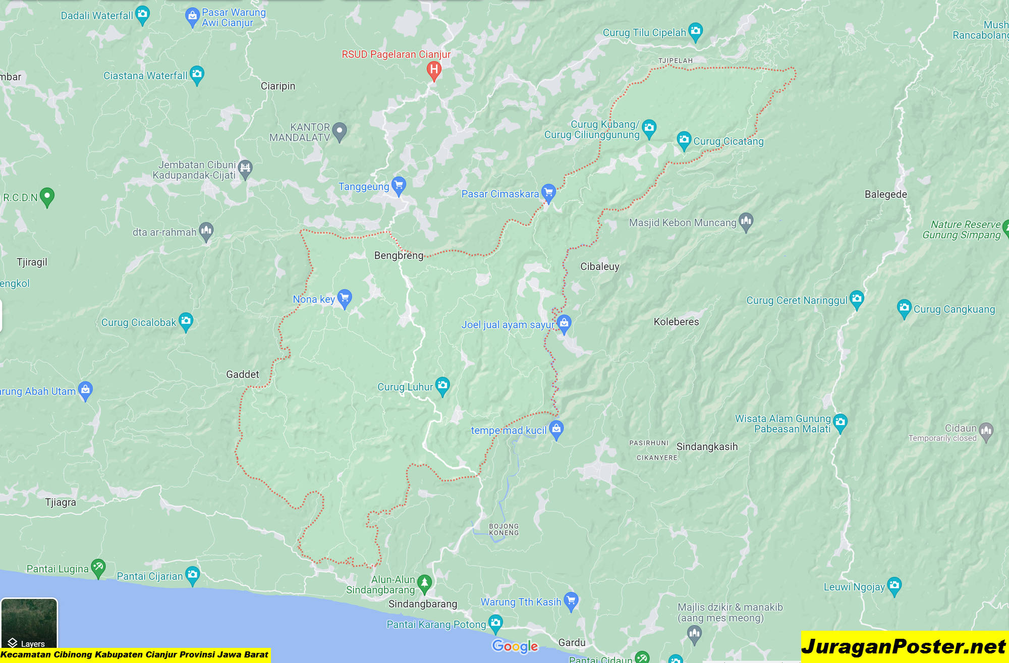 Peta Kecamatan Cibinong Kabupaten Cianjur Provinsi Jawa Barat