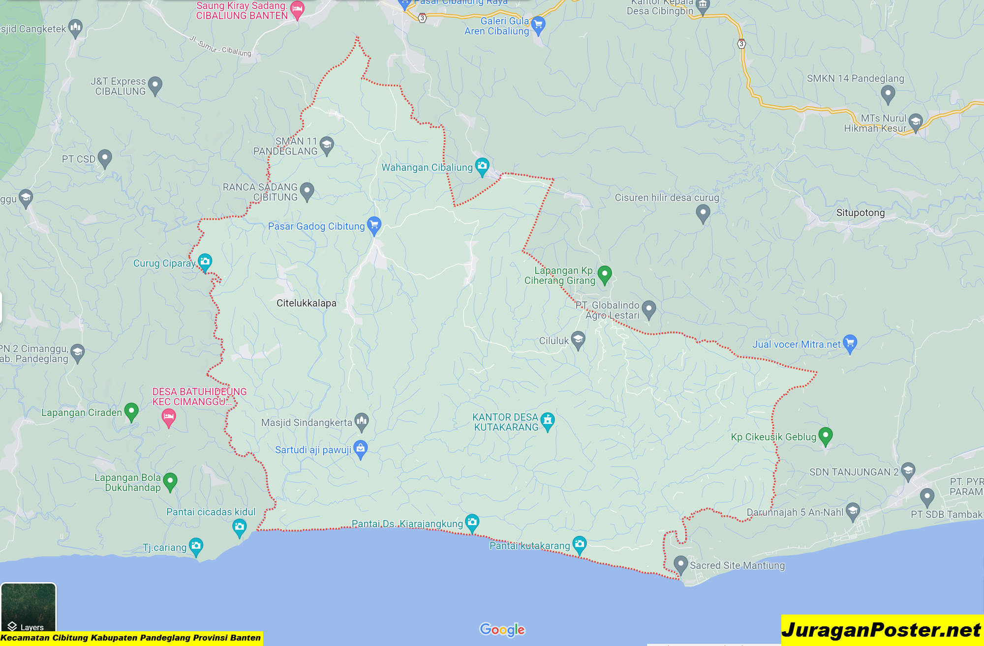 Peta Kecamatan Cibitung Kabupaten Pandeglang Provinsi Banten