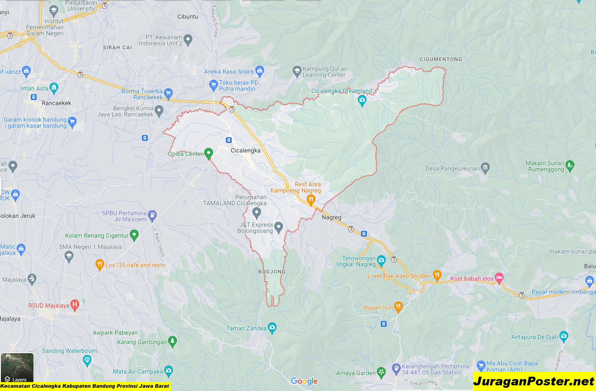 Peta Kecamatan Cicalengka Kabupaten Bandung Provinsi Jawa Barat