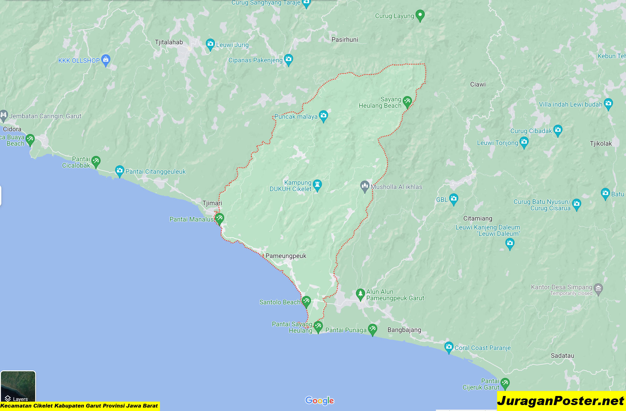 Peta Kecamatan Cikelet Kabupaten Garut Provinsi Jawa Barat