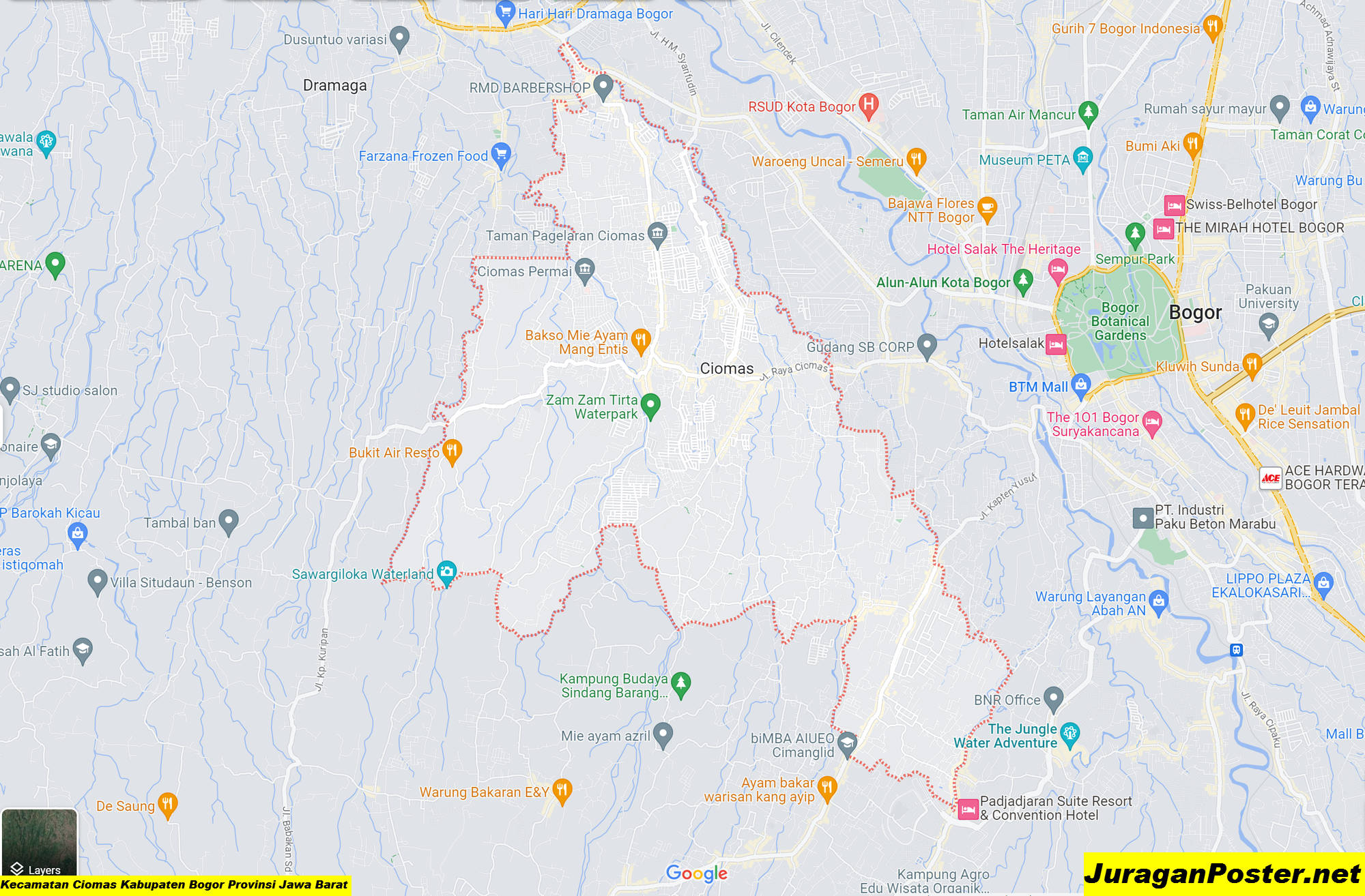 Peta Kecamatan Ciomas Kabupaten Bogor Provinsi Jawa Barat