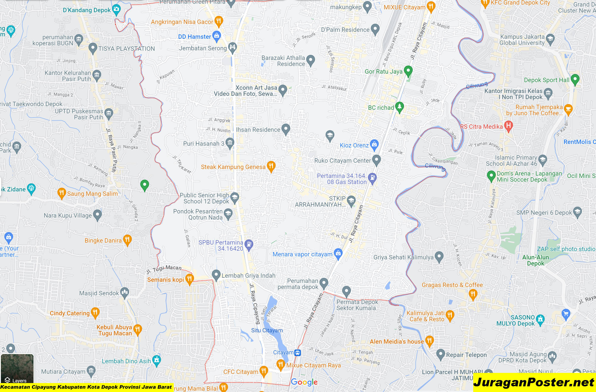 Peta Kecamatan Cipayung Kabupaten Kota Depok Provinsi Jawa Barat