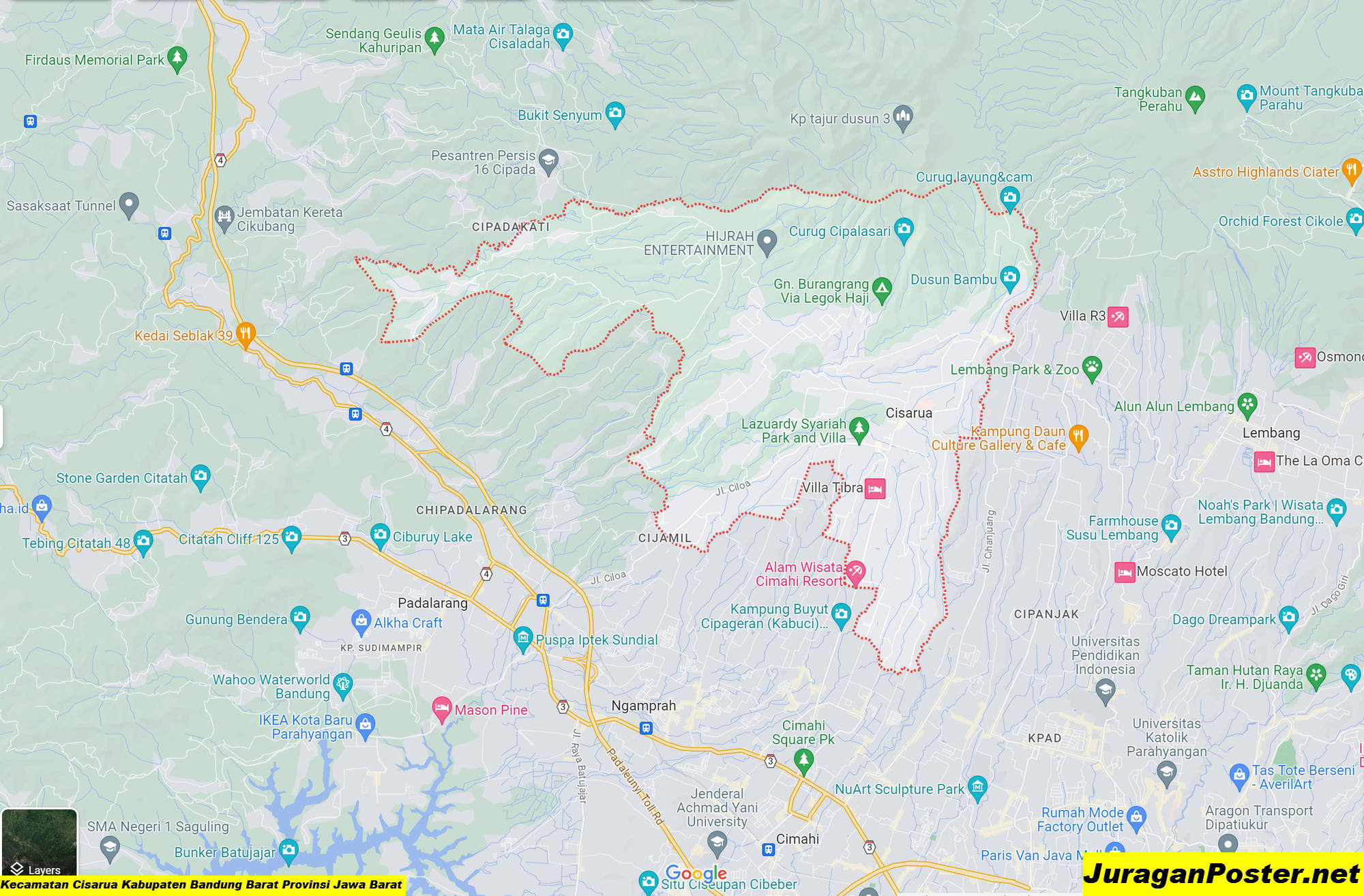 Peta Kecamatan Cisarua Kabupaten Bandung Barat Provinsi Jawa Barat