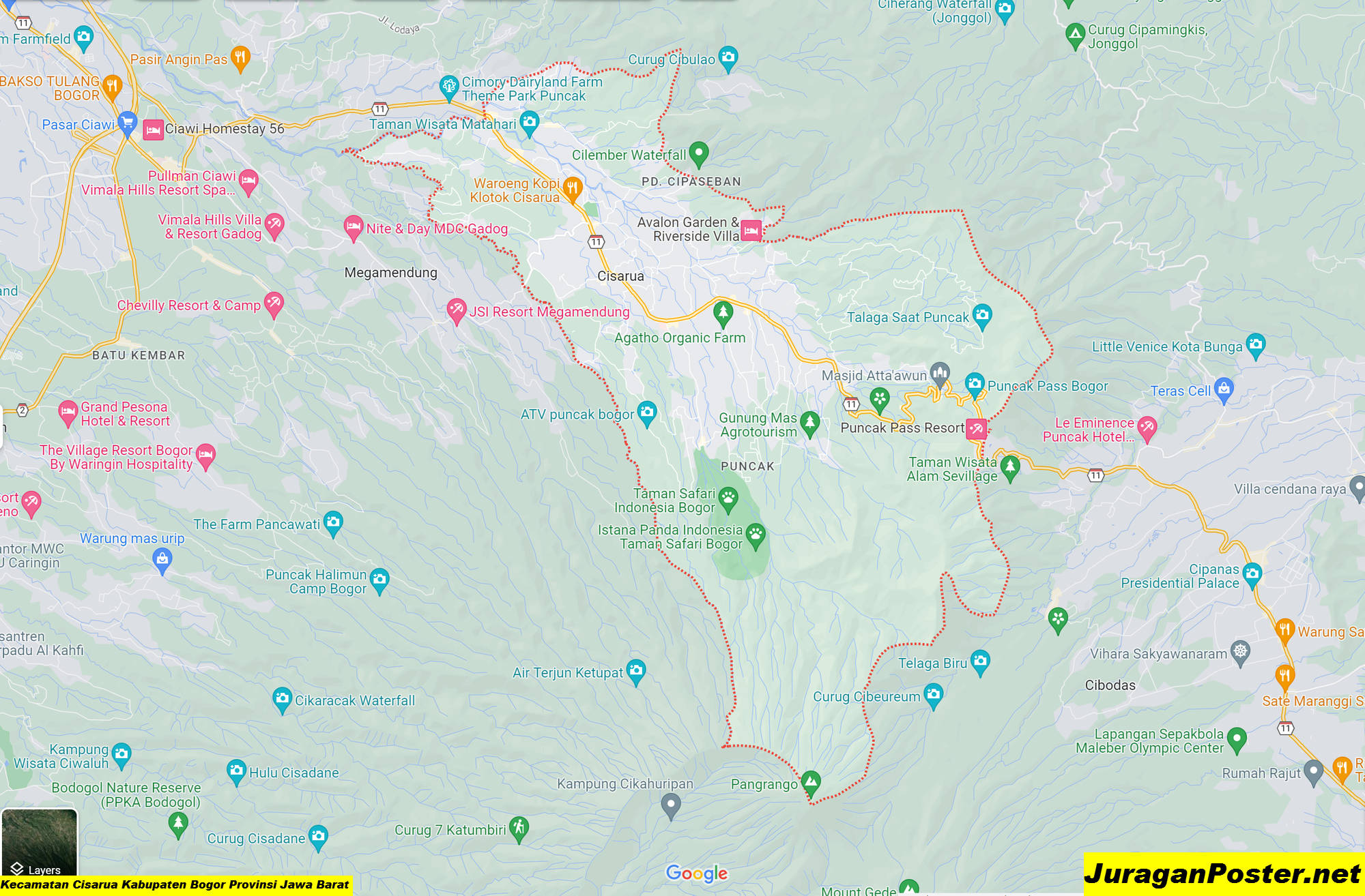 Peta Kecamatan Cisarua Kabupaten Bogor Provinsi Jawa Barat