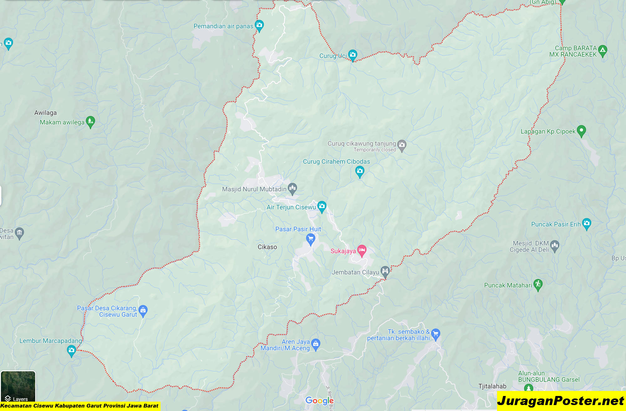 Peta Kecamatan Cisewu Kabupaten Garut Provinsi Jawa Barat