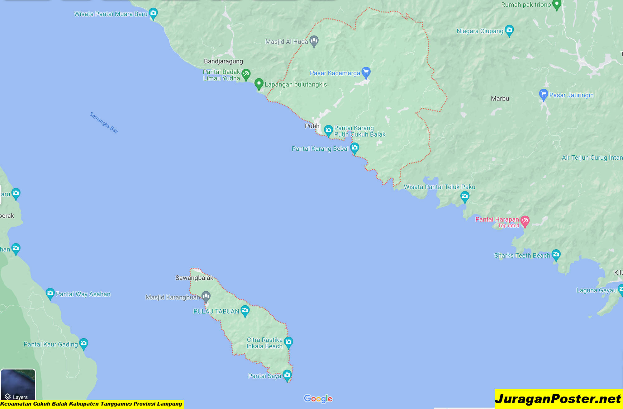 Peta Kecamatan Cukuh Balak Kabupaten Tanggamus Provinsi Lampung