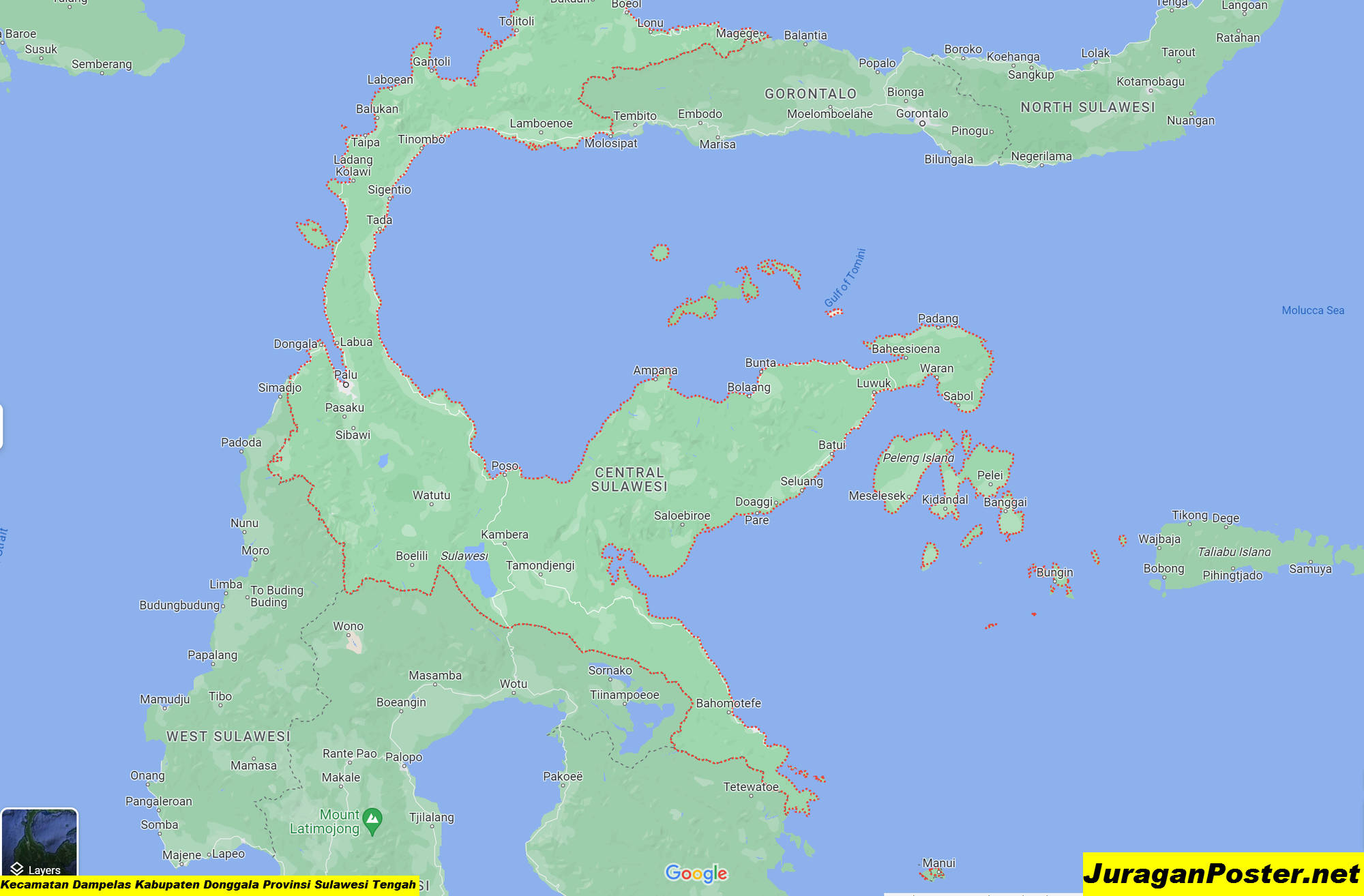 Peta Kecamatan Dampelas Kabupaten Donggala Provinsi Sulawesi Tengah
