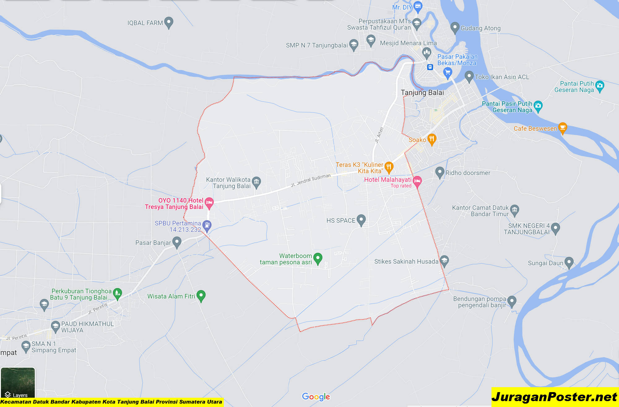 Peta Kecamatan Datuk Bandar Kabupaten Kota Tanjung Balai Provinsi Sumatera Utara