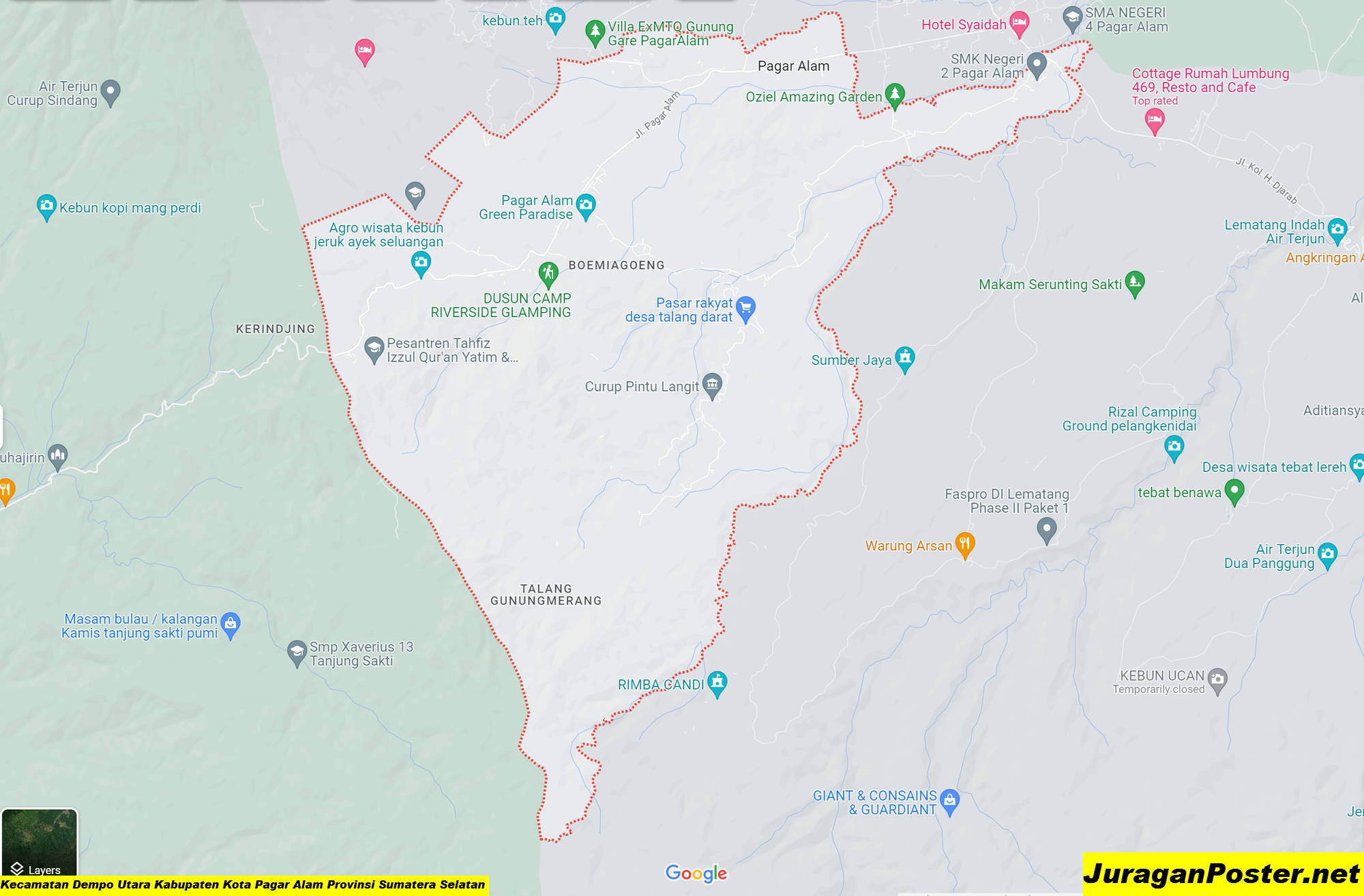 Peta Kecamatan Dempo Utara Kabupaten Kota Pagar Alam Provinsi Sumatera Selatan