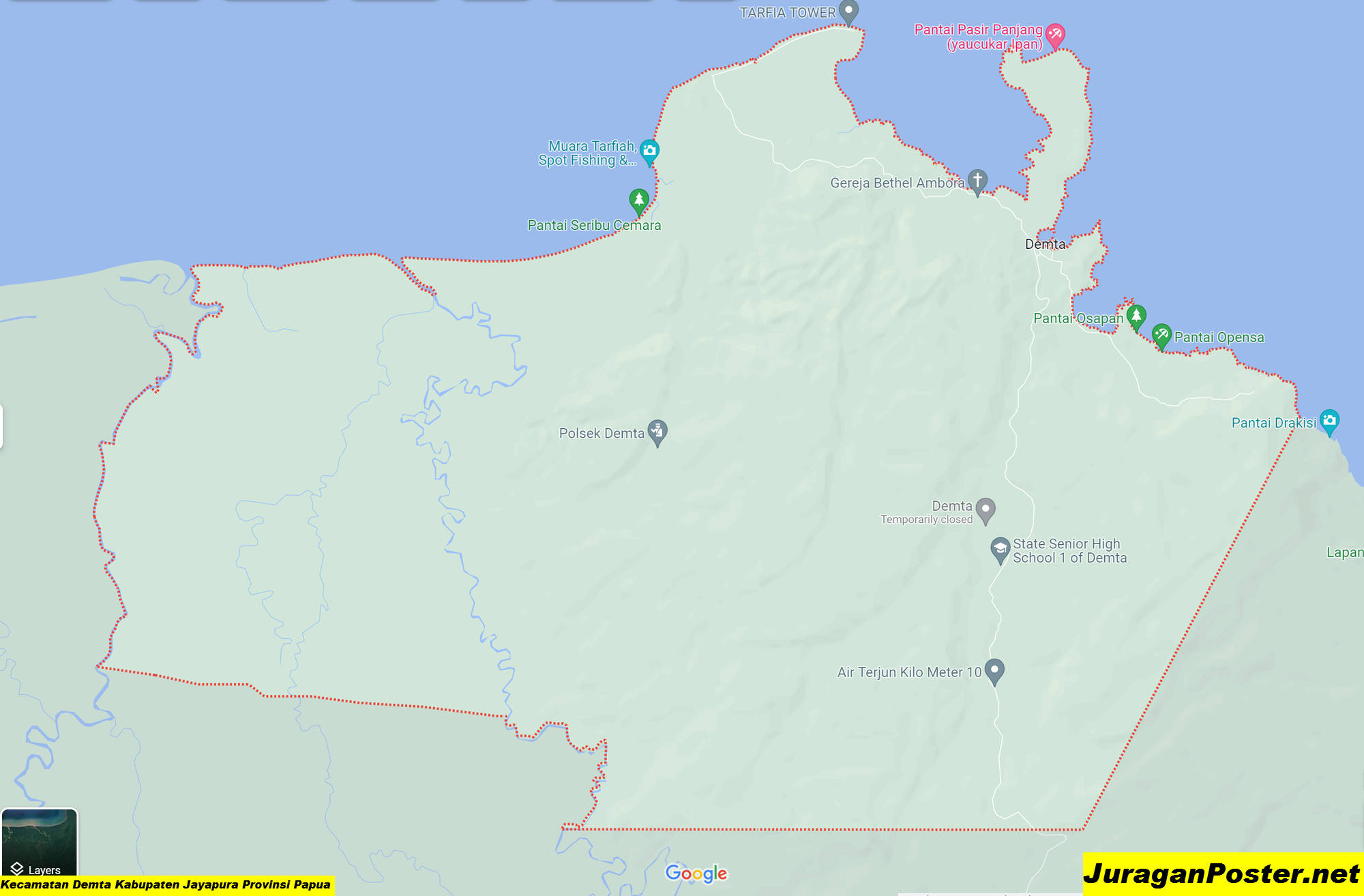 Peta Kecamatan Demta Kabupaten Jayapura Provinsi Papua