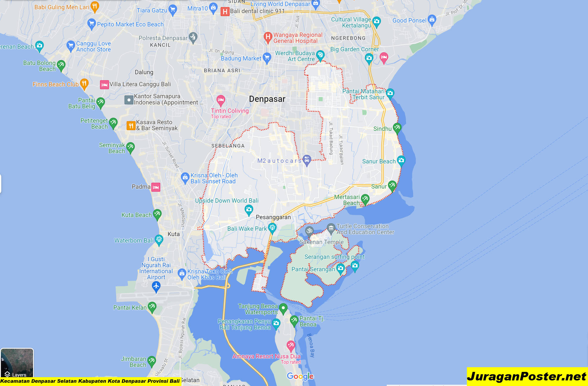 Peta Kecamatan Denpasar Selatan Kabupaten Kota Denpasar Provinsi Bali