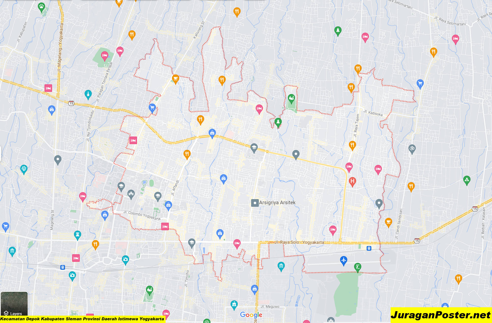 Peta Kecamatan Depok Kabupaten Sleman Provinsi Daerah Istimewa Yogyakarta