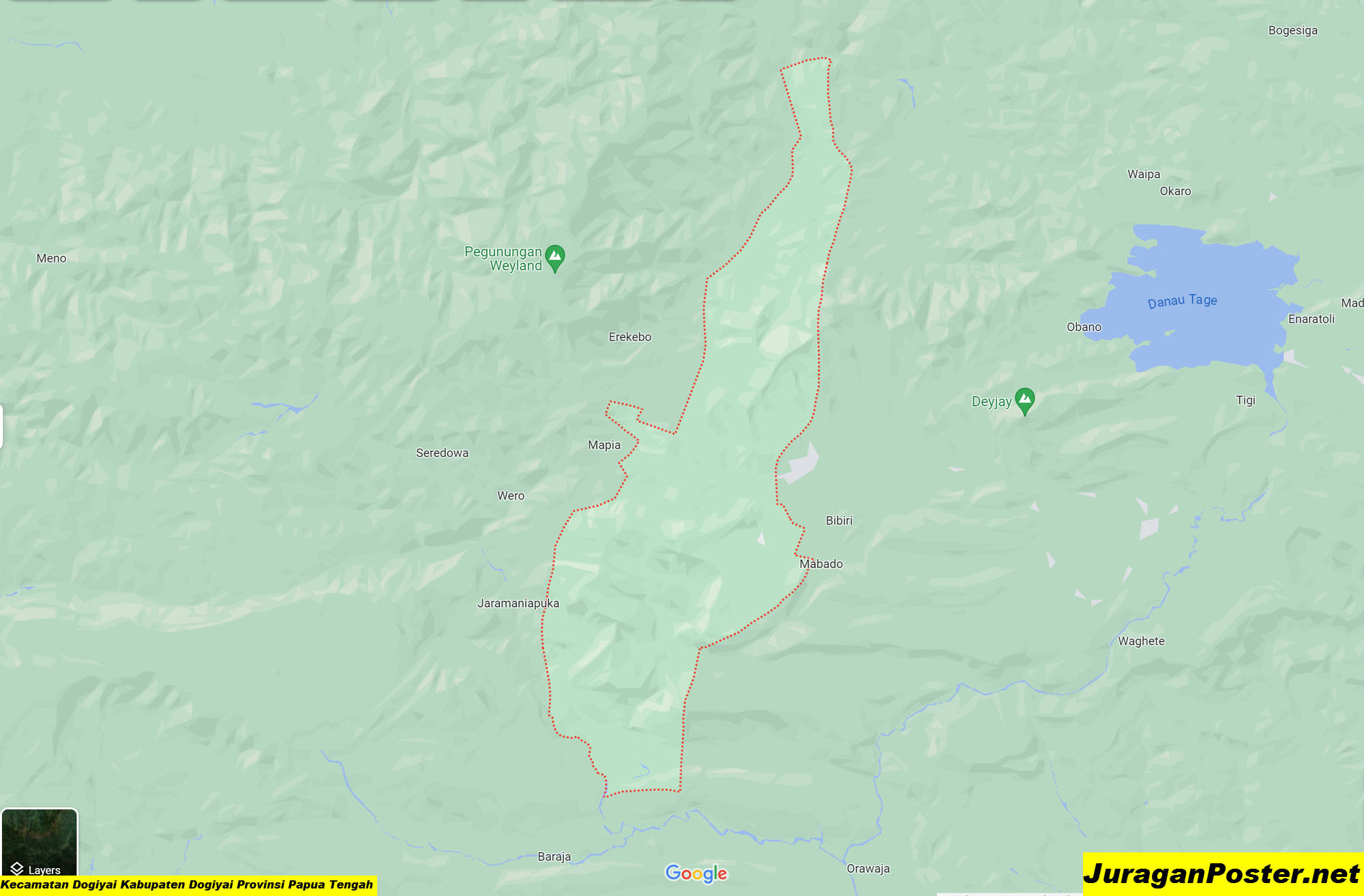 Peta Kecamatan Dogiyai Kabupaten Dogiyai Provinsi Papua Tengah