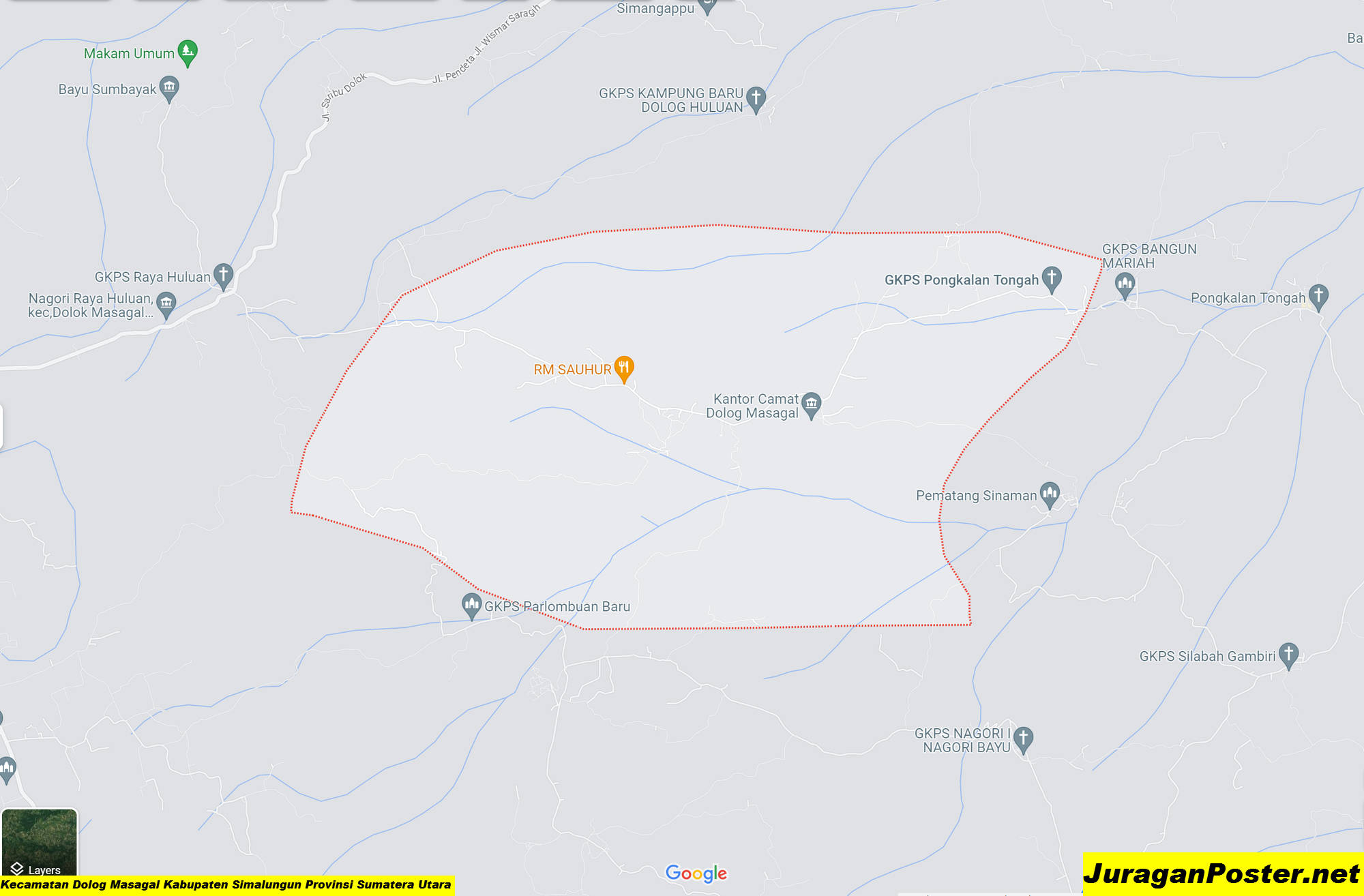 Peta Kecamatan Dolog Masagal Kabupaten Simalungun Provinsi Sumatera Utara