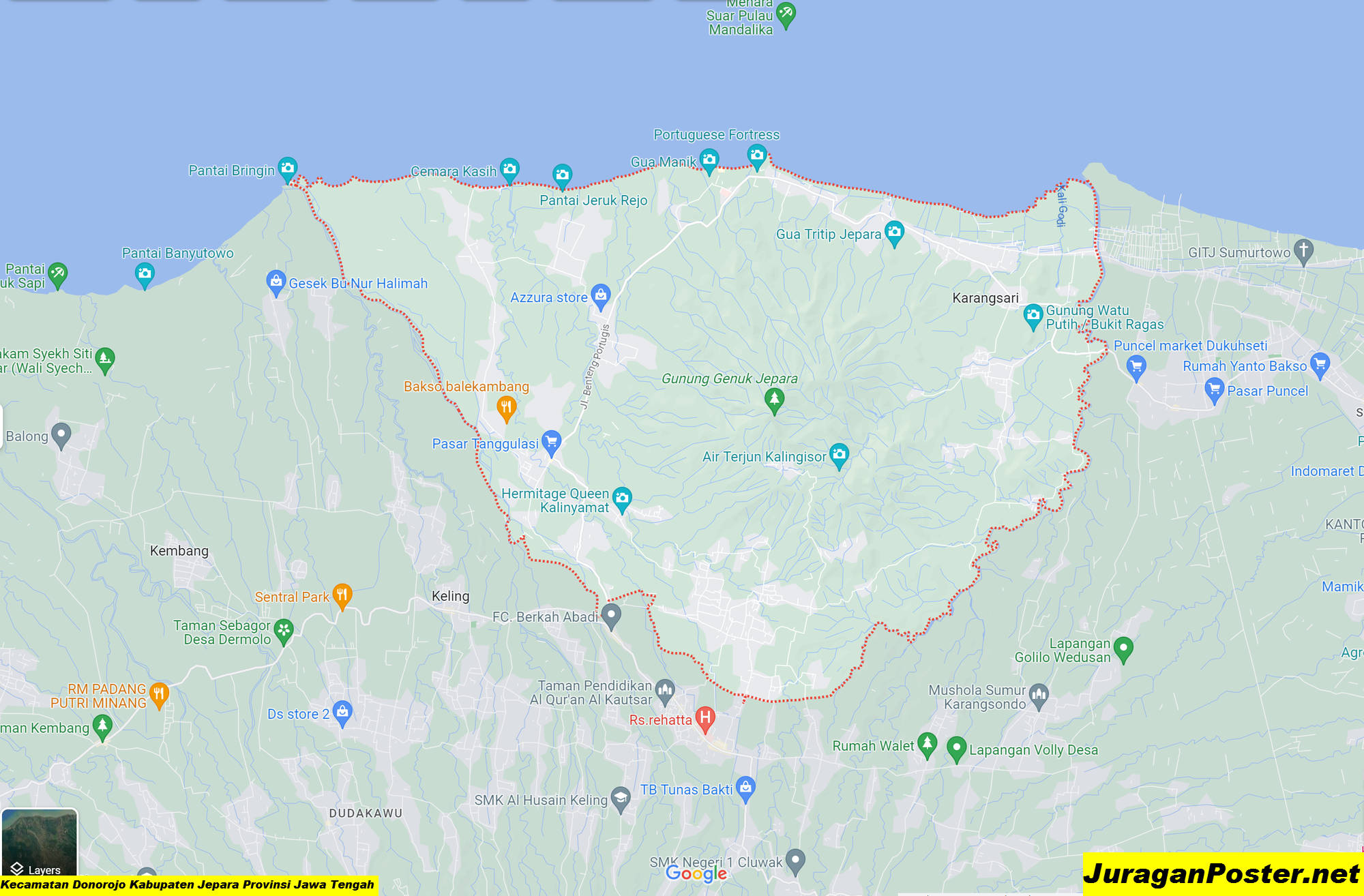 Peta Kecamatan Donorojo Kabupaten Jepara Provinsi Jawa Tengah