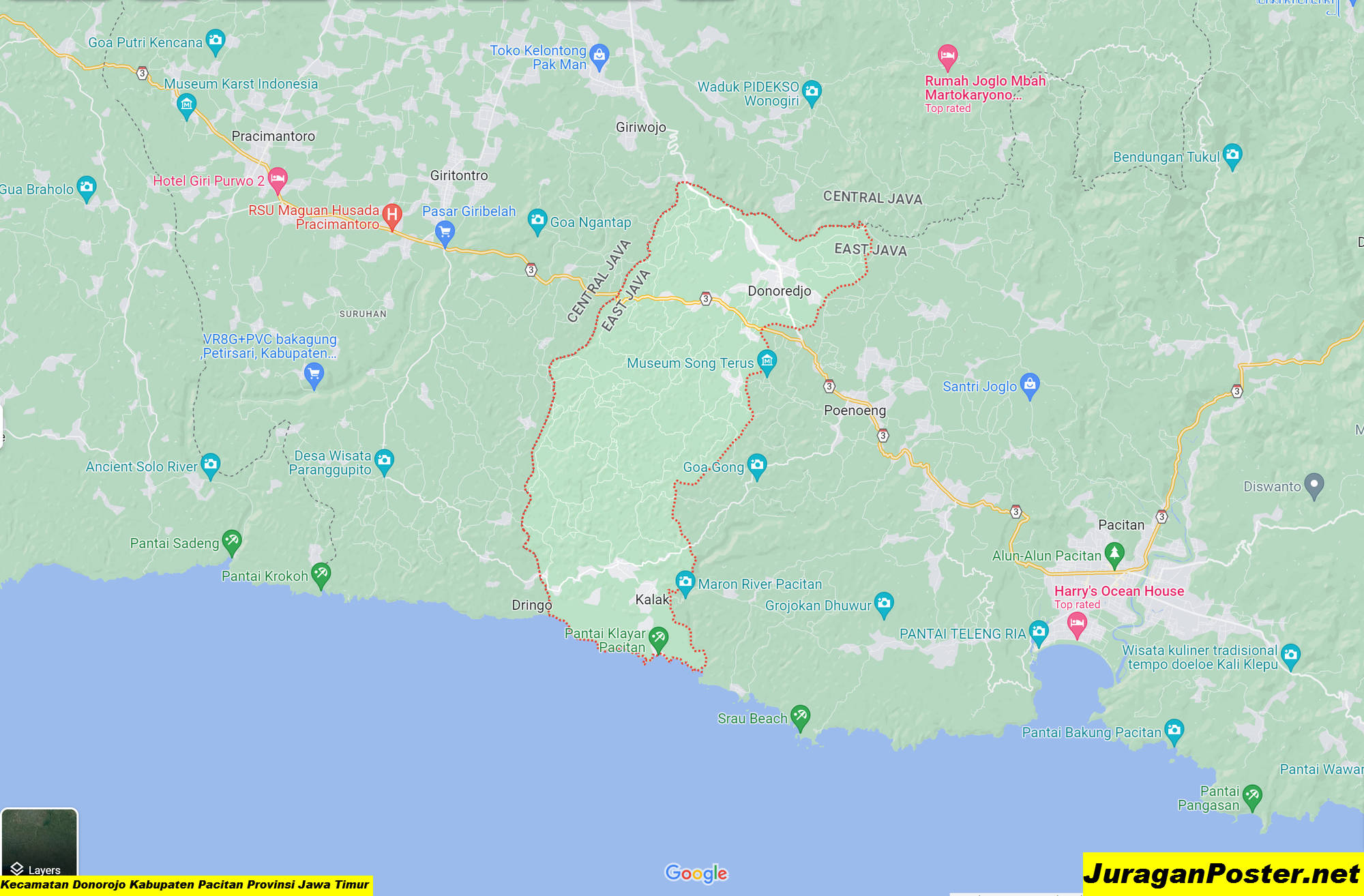 Peta Kecamatan Donorojo Kabupaten Pacitan Provinsi Jawa Timur