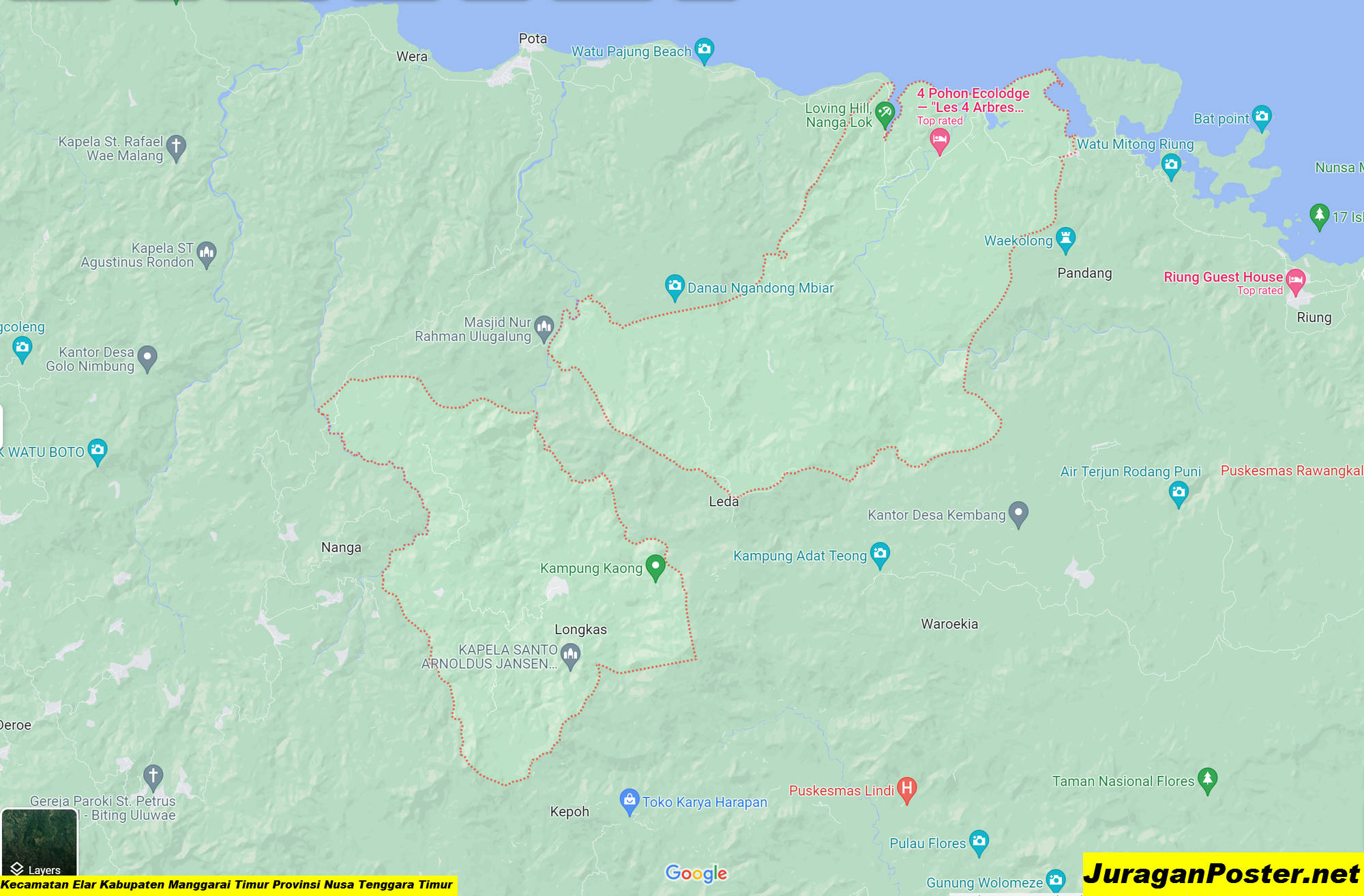 Peta Kecamatan Elar Kabupaten Manggarai Timur Provinsi Nusa Tenggara Timur