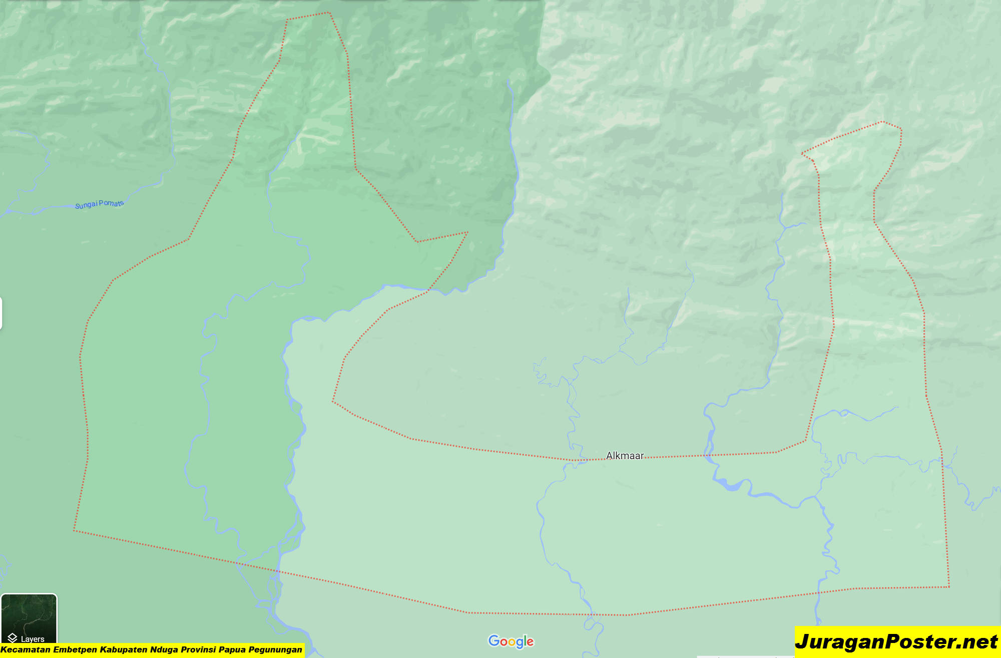 Peta Kecamatan Embetpen Kabupaten Nduga Provinsi Papua Pegunungan