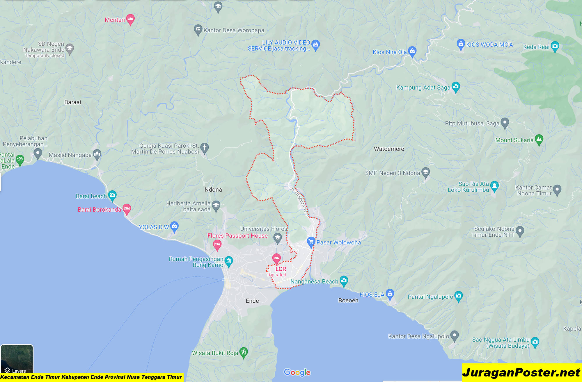 Peta Kecamatan Ende Timur Kabupaten Ende Provinsi Nusa Tenggara Timur