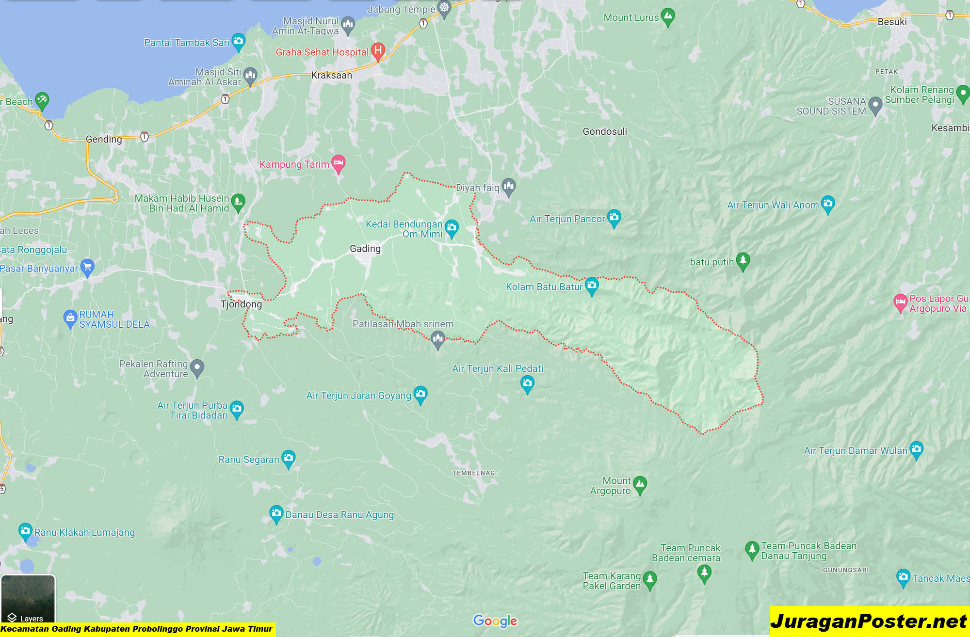 Peta Kecamatan Gading Kabupaten Probolinggo Provinsi Jawa Timur