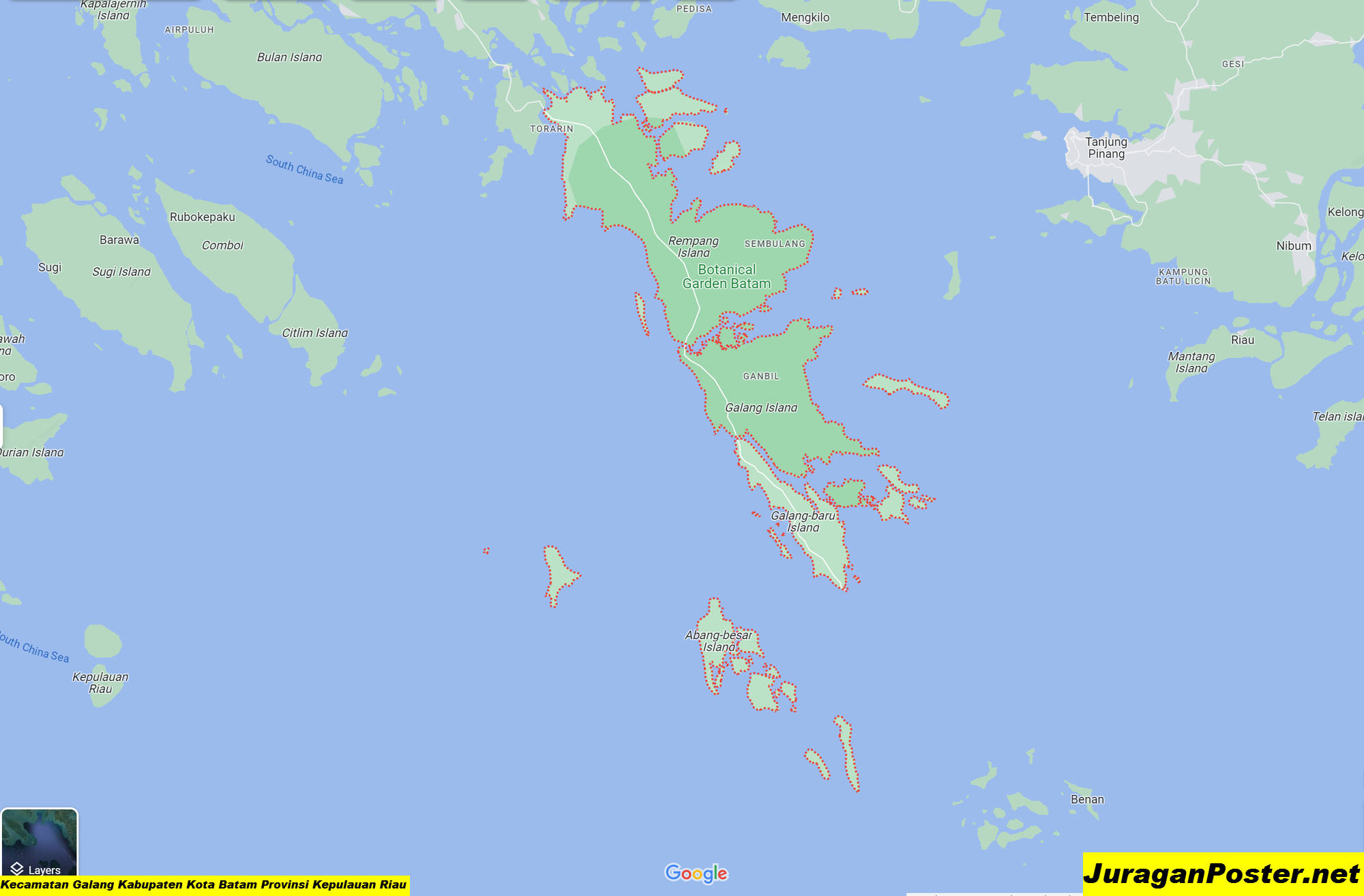 Peta Kecamatan Galang Kabupaten Kota Batam Provinsi Kepulauan Riau