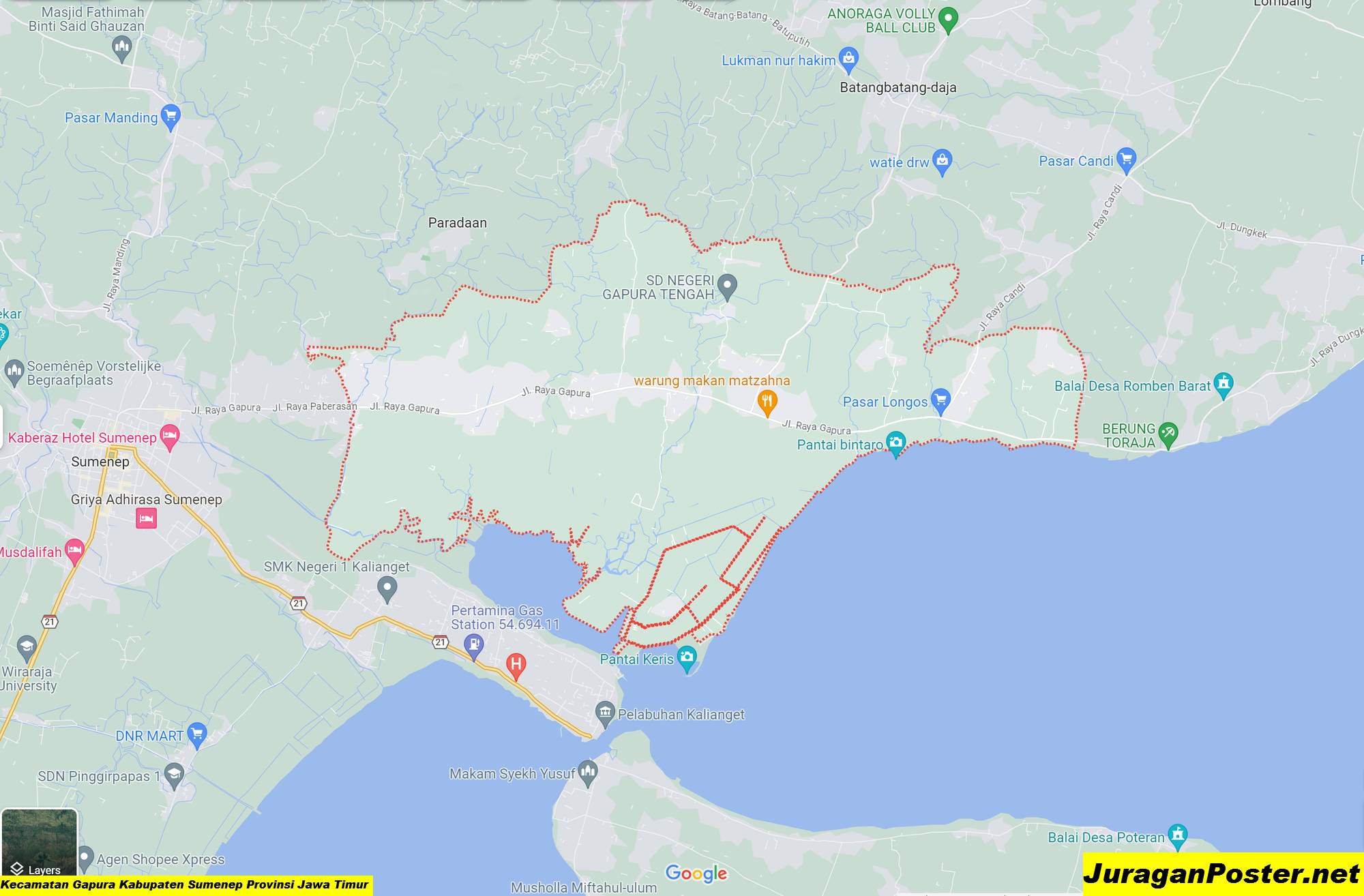 Peta Kecamatan Gapura Kabupaten Sumenep Provinsi Jawa Timur