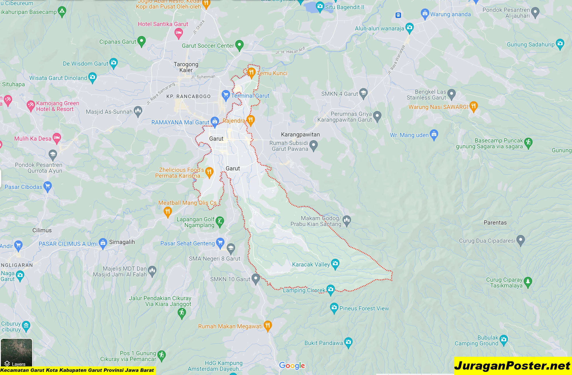 Peta Kecamatan Garut Kota Kabupaten Garut Provinsi Jawa Barat