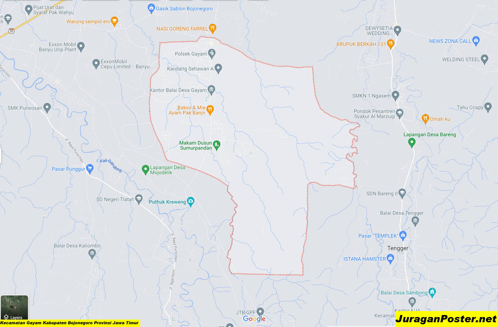 Peta Kecamatan Gayam Kabupaten Bojonegoro Provinsi Jawa Timur