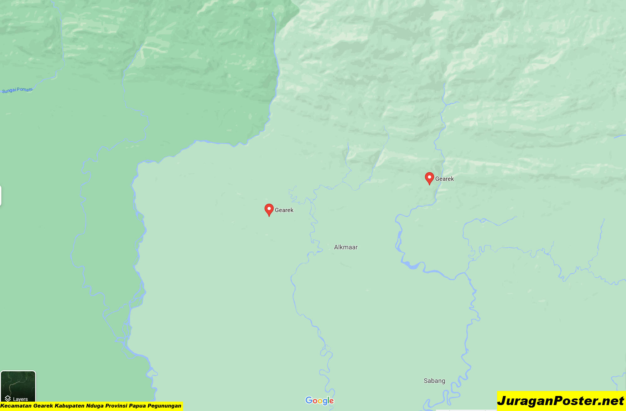 Peta Kecamatan Gearek Kabupaten Nduga Provinsi Papua Pegunungan