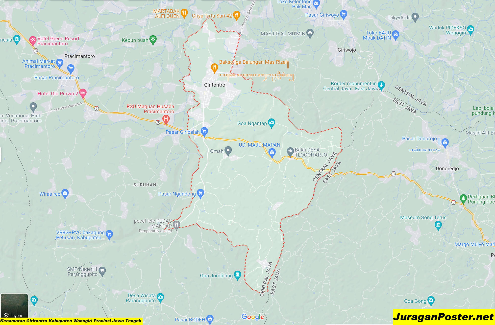 Peta Kecamatan Giritontro Kabupaten Wonogiri Provinsi Jawa Tengah