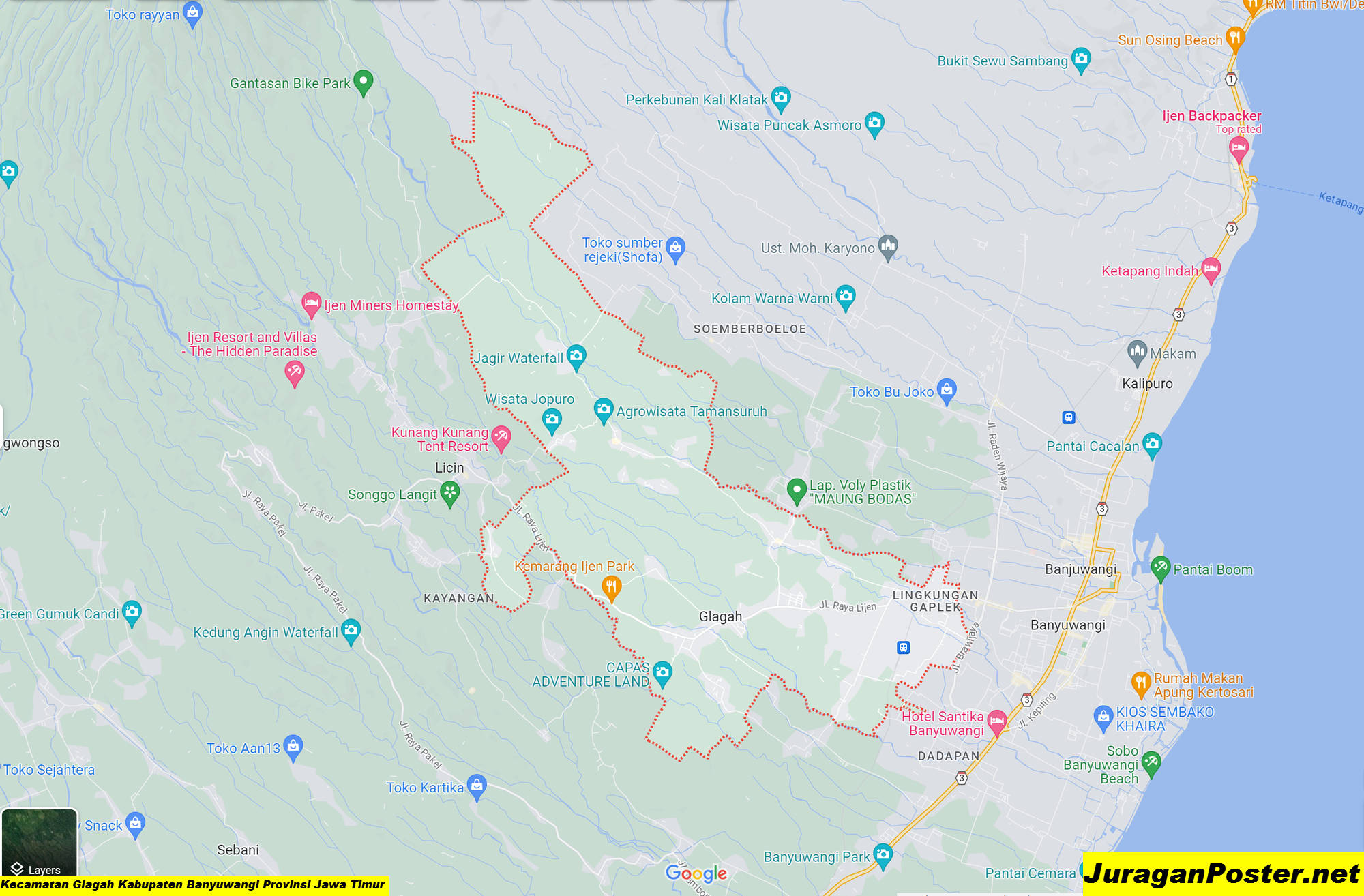 Peta Kecamatan Glagah Kabupaten Banyuwangi Provinsi Jawa Timur