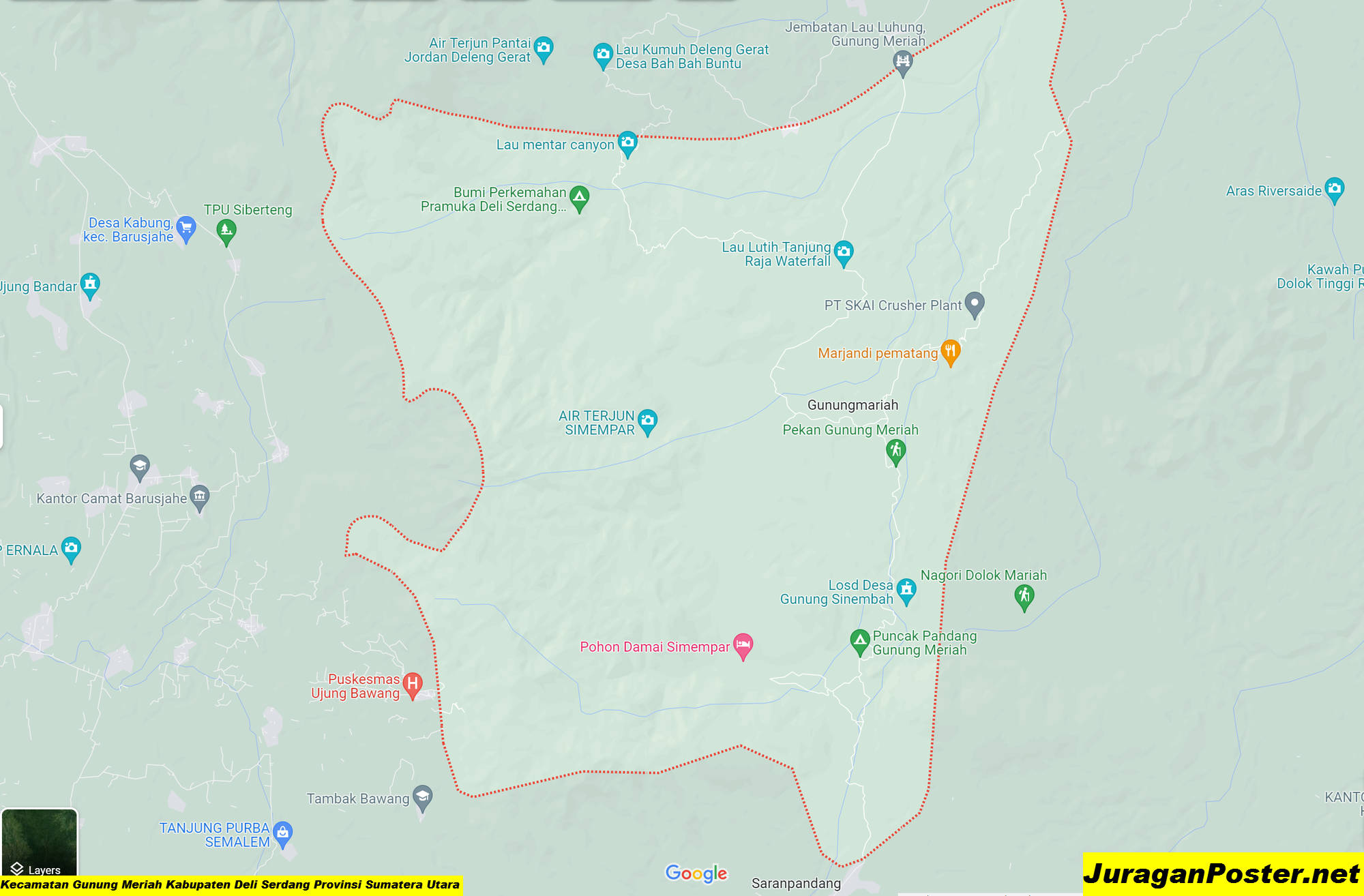 Peta Kecamatan Gunung Meriah Kabupaten Deli Serdang Provinsi Sumatera Utara