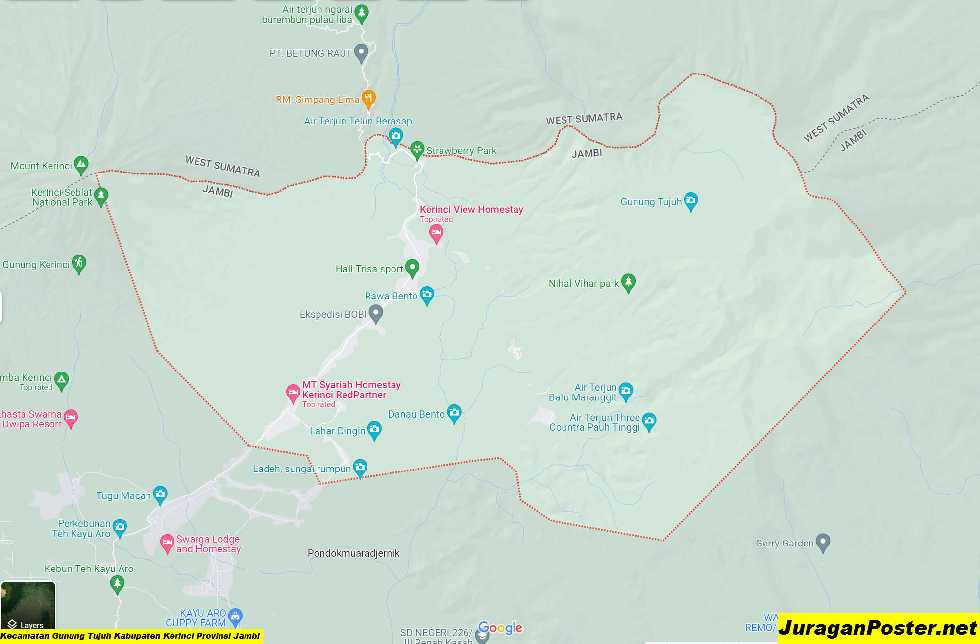 Peta Kecamatan Gunung Tujuh Kabupaten Kerinci Provinsi Jambi