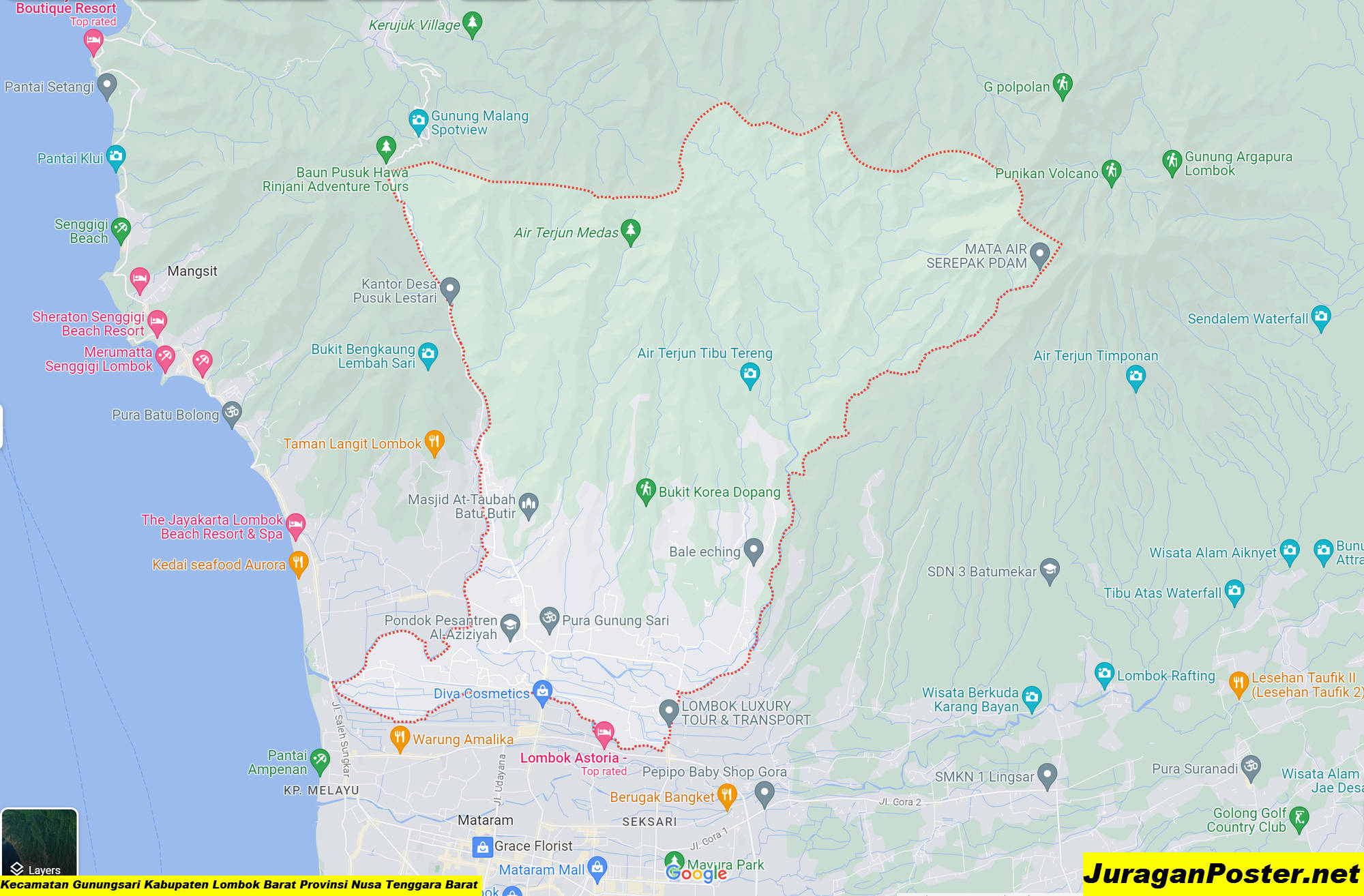 Peta Kecamatan Gunungsari Kabupaten Lombok Barat Provinsi Nusa Tenggara Barat