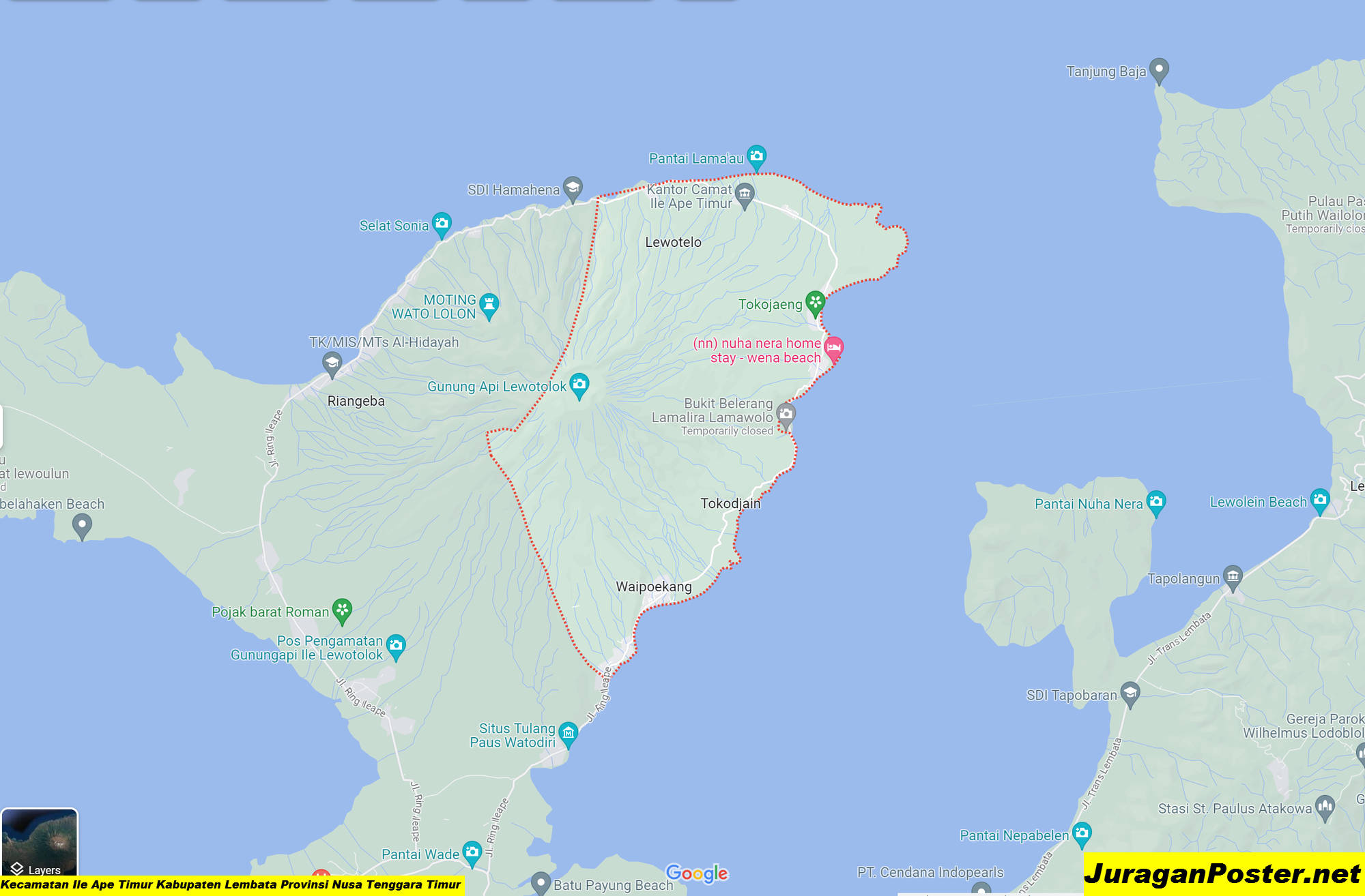 Peta Kecamatan Ile Ape Timur Kabupaten Lembata Provinsi Nusa Tenggara Timur