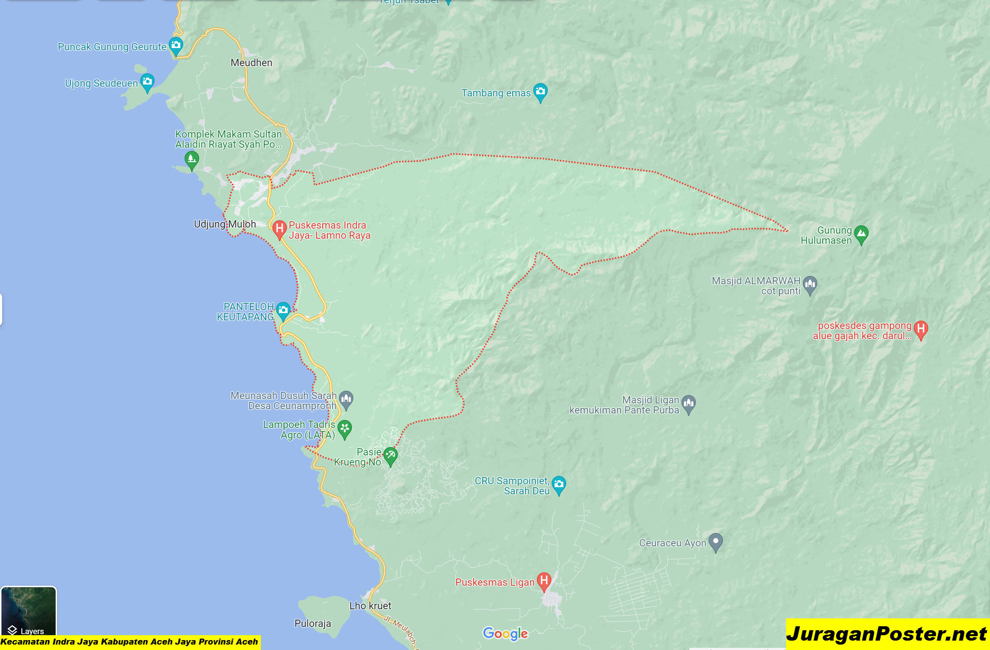 Peta Kecamatan Indra Jaya Kabupaten Aceh Jaya Provinsi Aceh