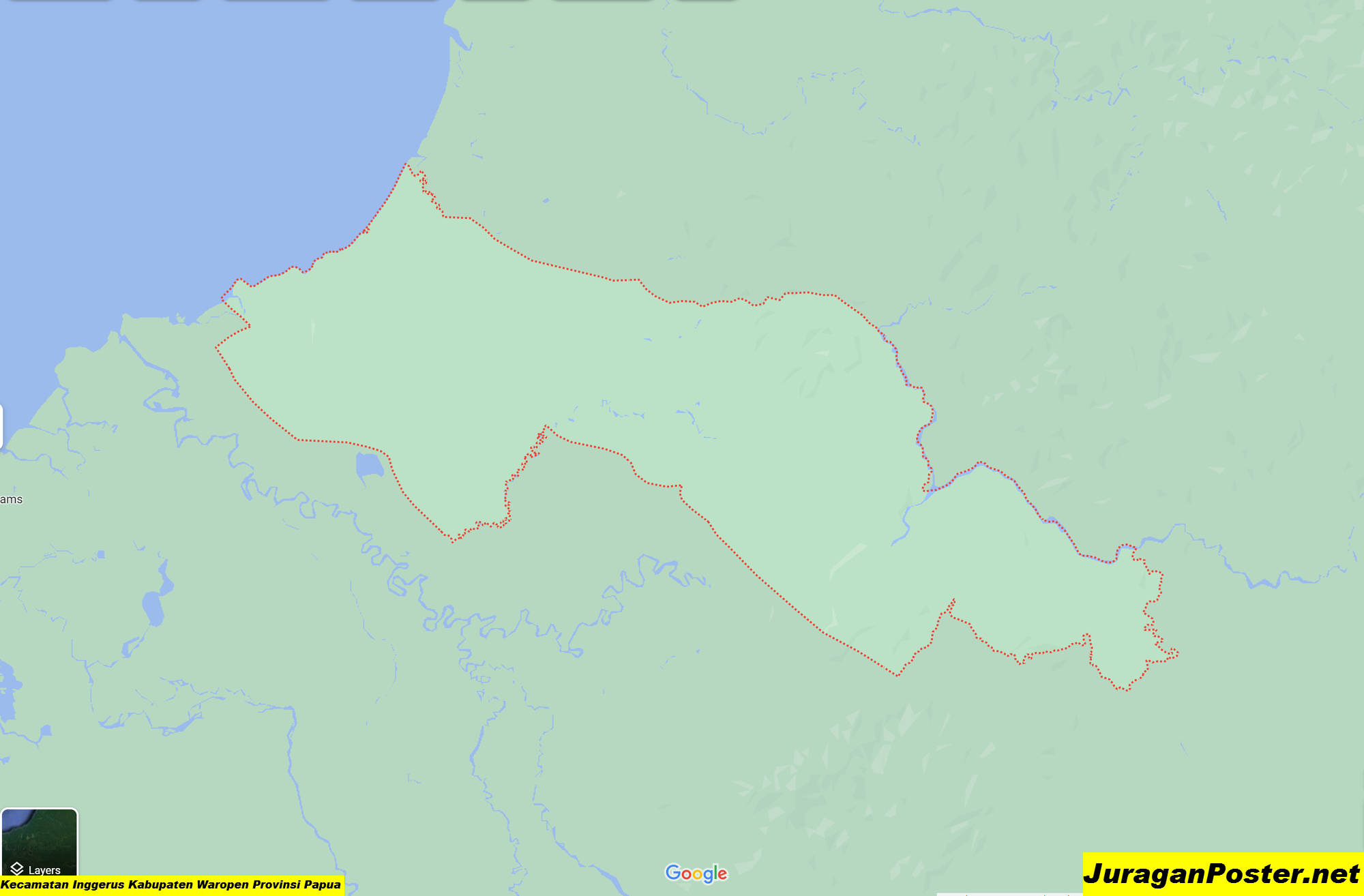Peta Kecamatan Inggerus Kabupaten Waropen Provinsi Papua