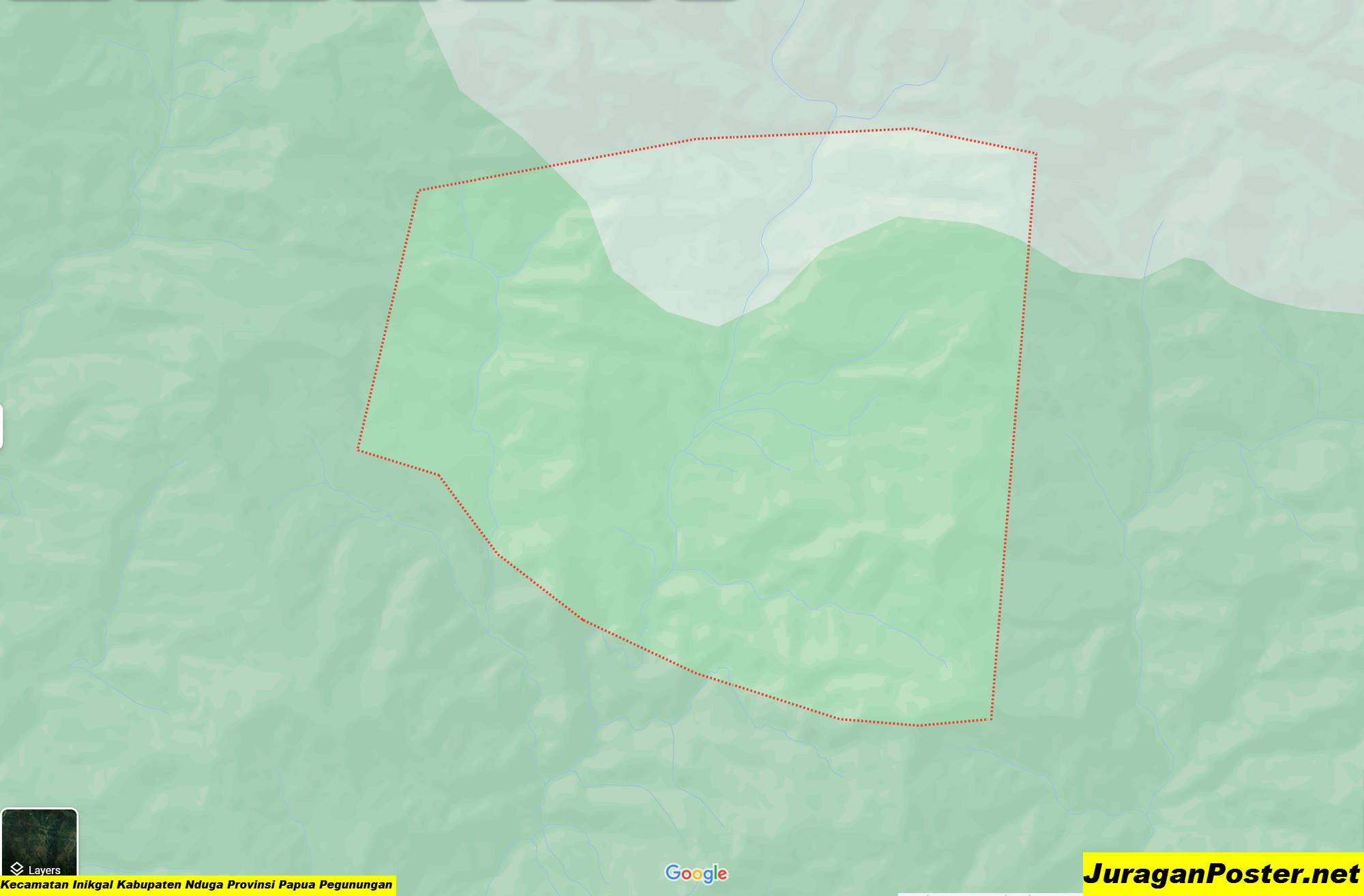 Peta Kecamatan Inikgal Kabupaten Nduga Provinsi Papua Pegunungan