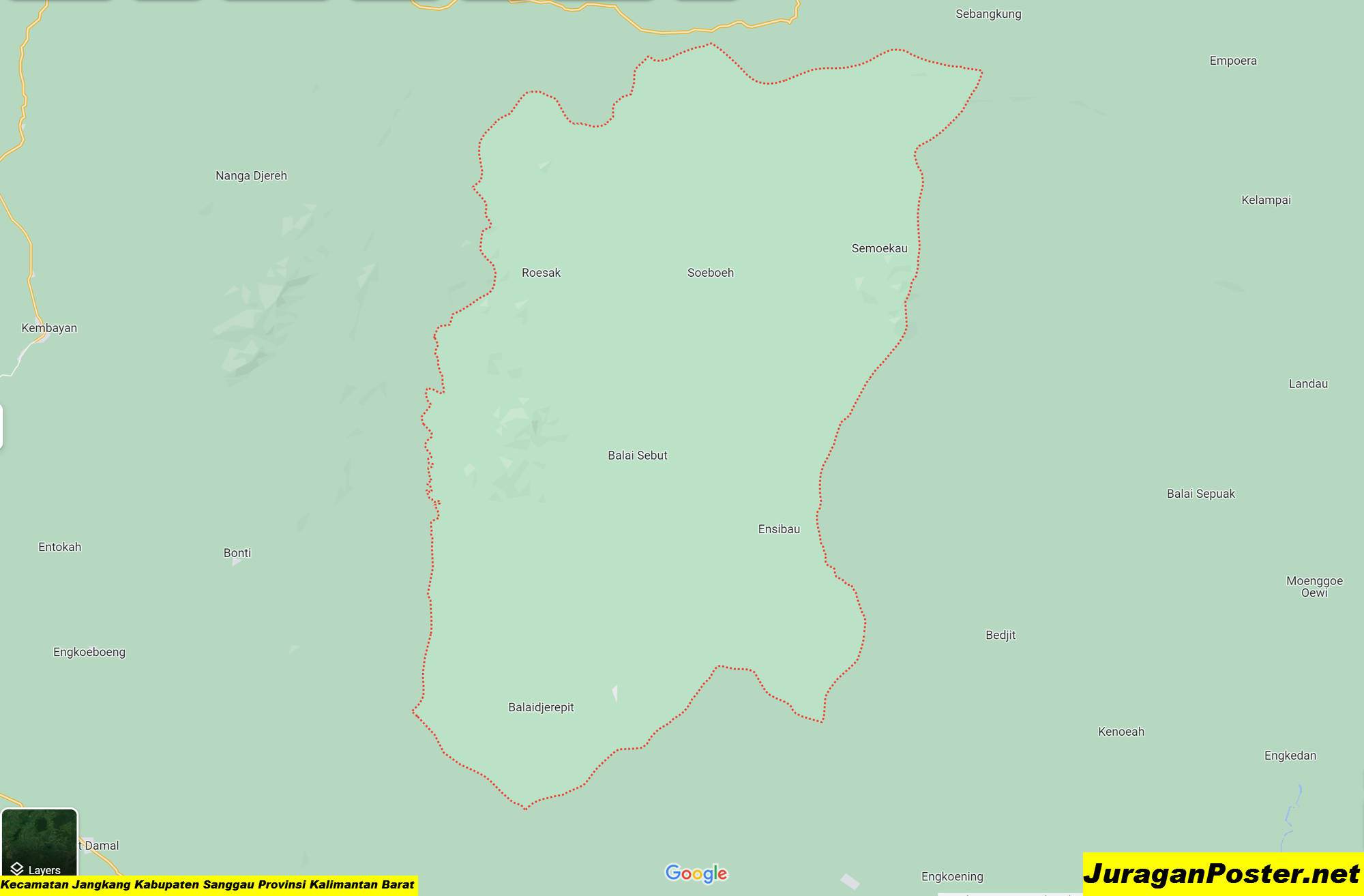 Peta Kecamatan Jangkang Kabupaten Sanggau Provinsi Kalimantan Barat