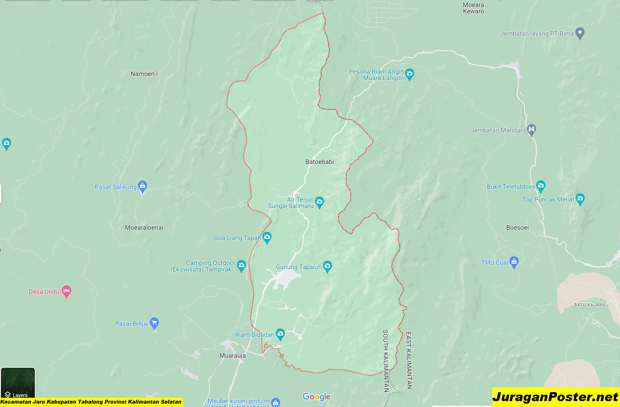 Peta Kecamatan Jaro Kabupaten Tabalong Provinsi Kalimantan Selatan